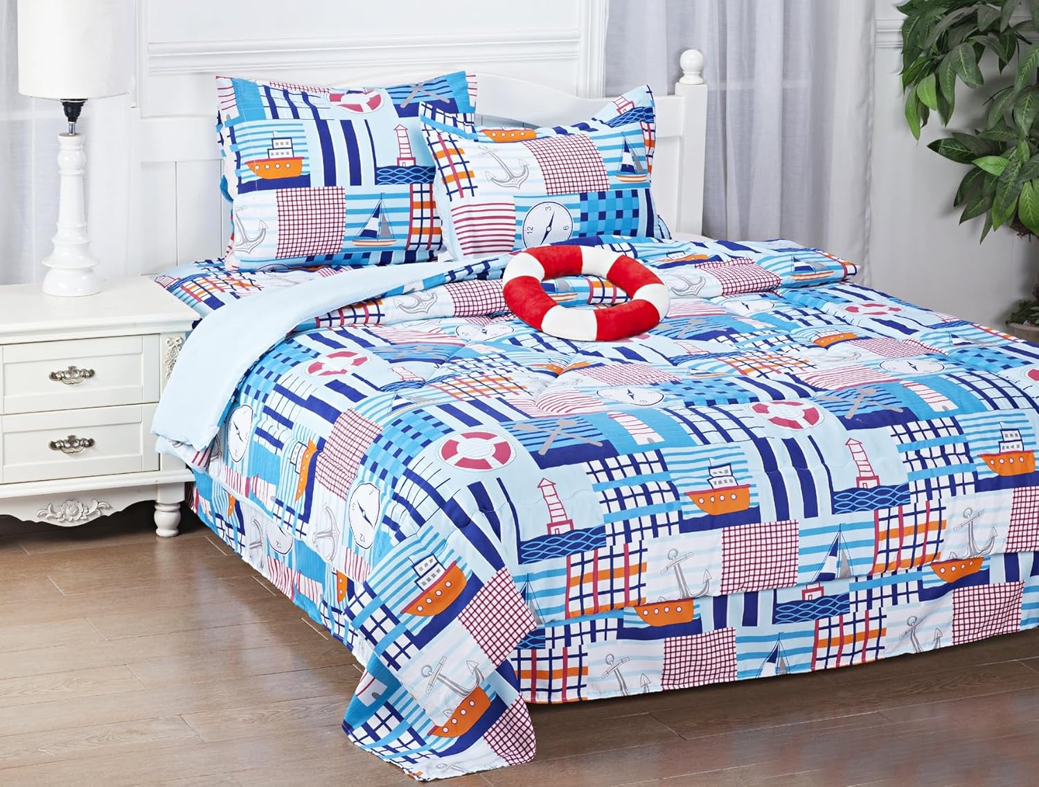 6 Piece Twin Size Toodler Kids Comforter Bed in a Bag Complete Bedding Set Girls Boys Sheets Set Pillow Sham and Decorative Pillowsham (Football)