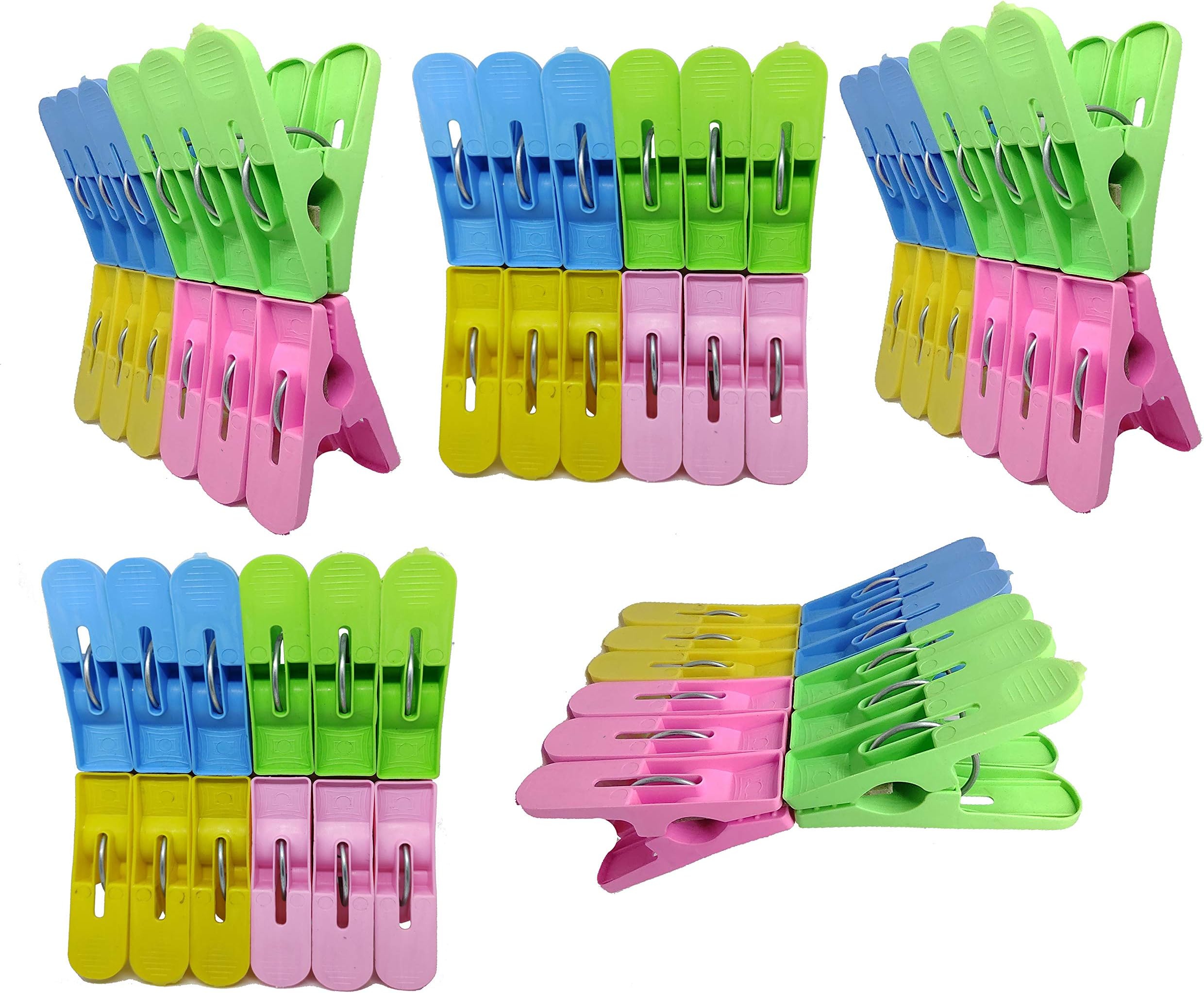 10cr Plastic Cloth Hanging Clips Set of 60 Pieces | Hanging Hooks | Drying Pins | Pegs for Hanger (5 Dozen) (Multicolour)