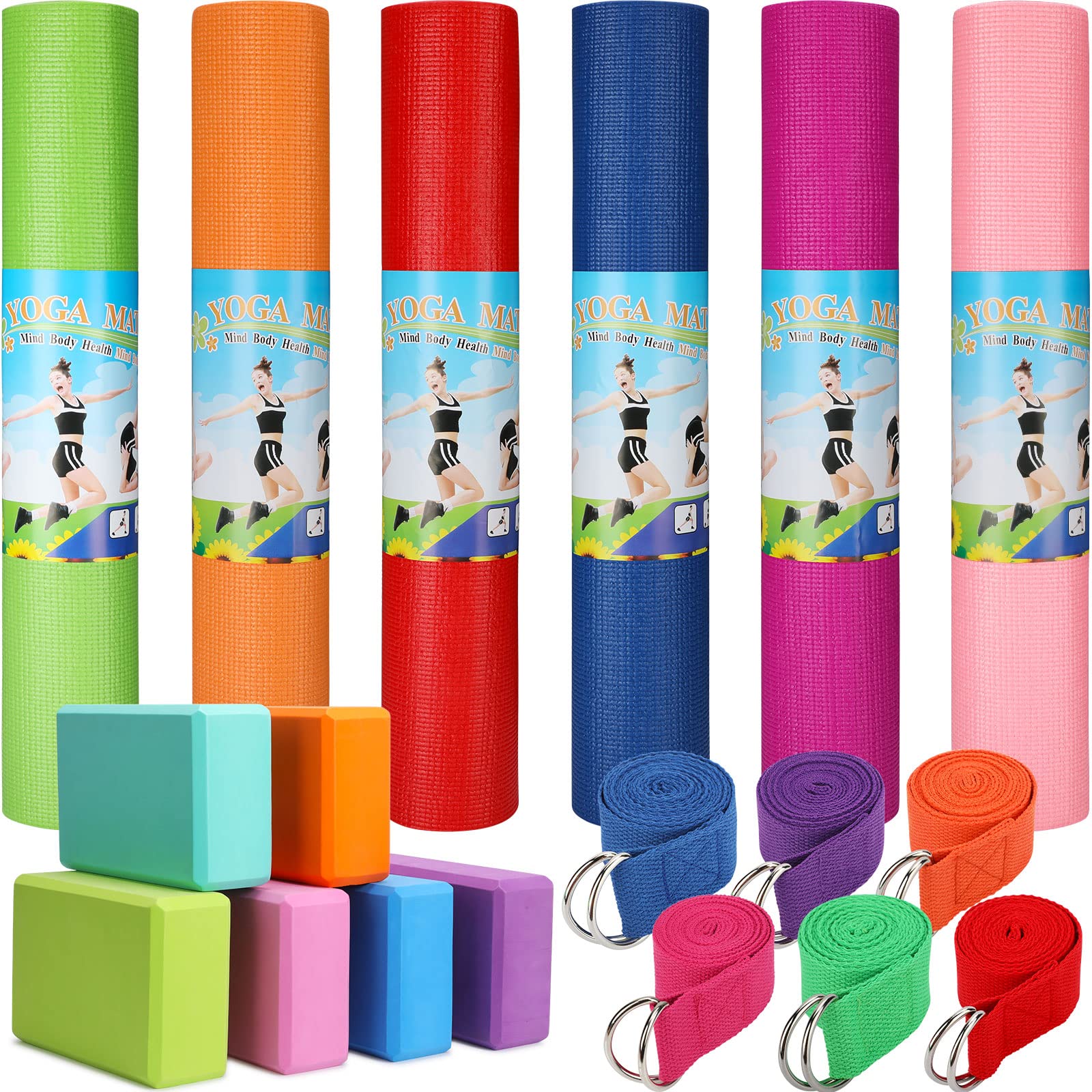 Photo 1 of **STOCK PHOTO AS REFRENCE** 20 Pcs Yoga Starter Kit 6 Pcs Yoga Mats Bulk 24x 24 x 68Inch, 