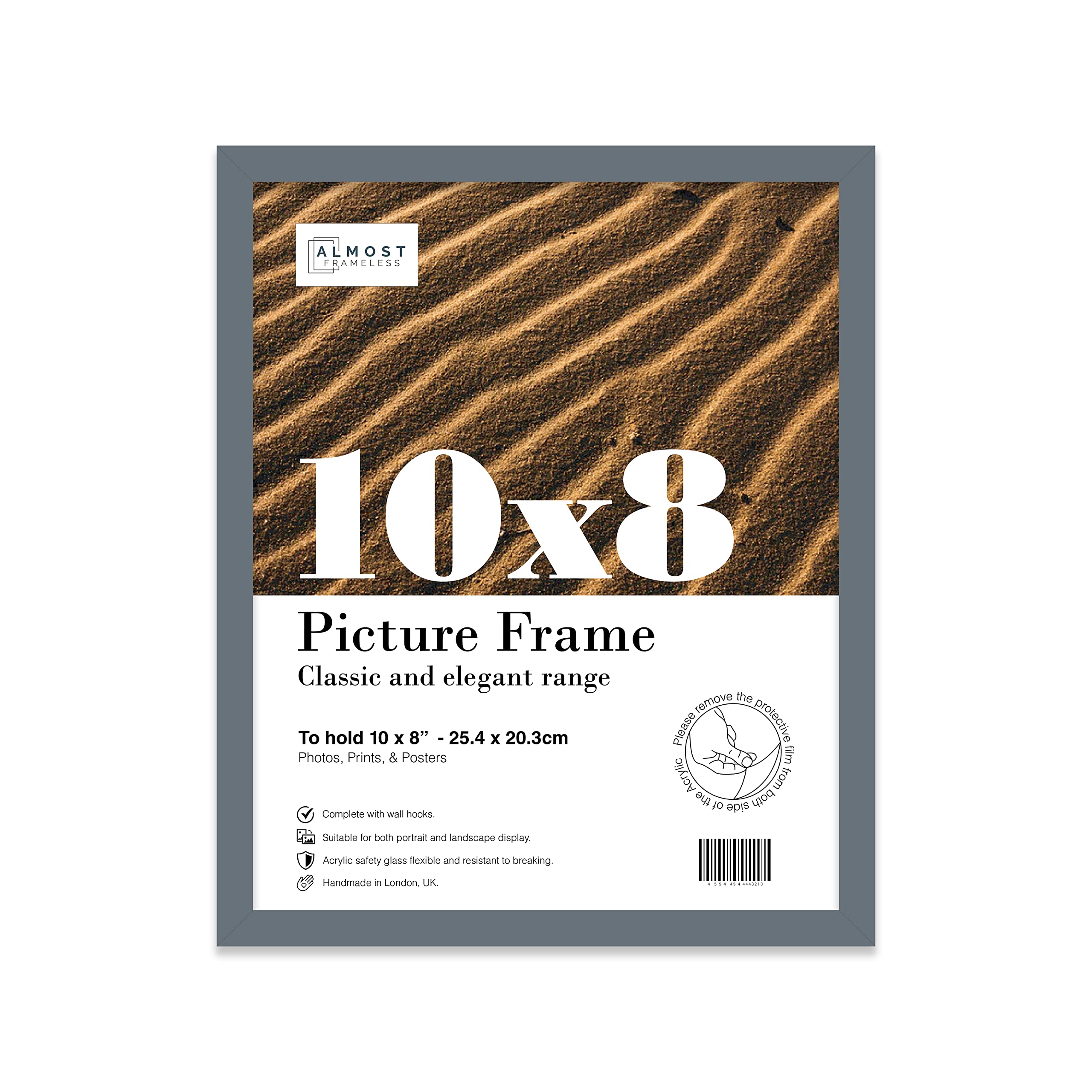 10x8 Inch Grey Photo Frame Wall Mountable and Freestanding Picture Frame Standard Photograph Size, 10" X 8" (25 X 20cm)