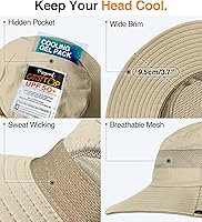 Vista 3 de GearTOP Safari Sun Hat for Men and Sun Hats for Women UV Protection UPF 50+ Hiking, Gardening, Fishing