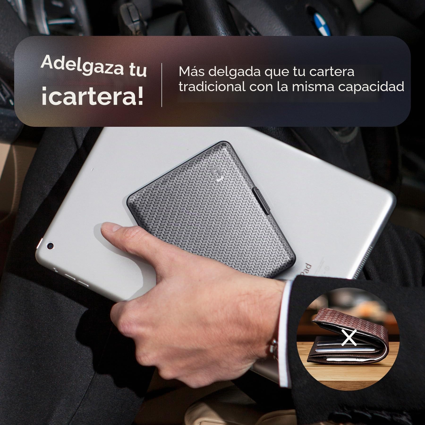 Cartera de aluminio con protección RFID. Modelo: STOCKHOLM LARGE | Compatible con DNI y carnet de conducir. Hasta 10 tarjetas, billetes y recibos. Acceso rápido.