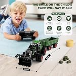 NOKA Remote Control Tractor Toy with Trailer | Metal Car Head, 8 Wheels, Lights, Sound, Kids RC Tractor Set Farm Truck Vehicles, Birthday Gifts for Boys Girls Ages 3-5 5-7