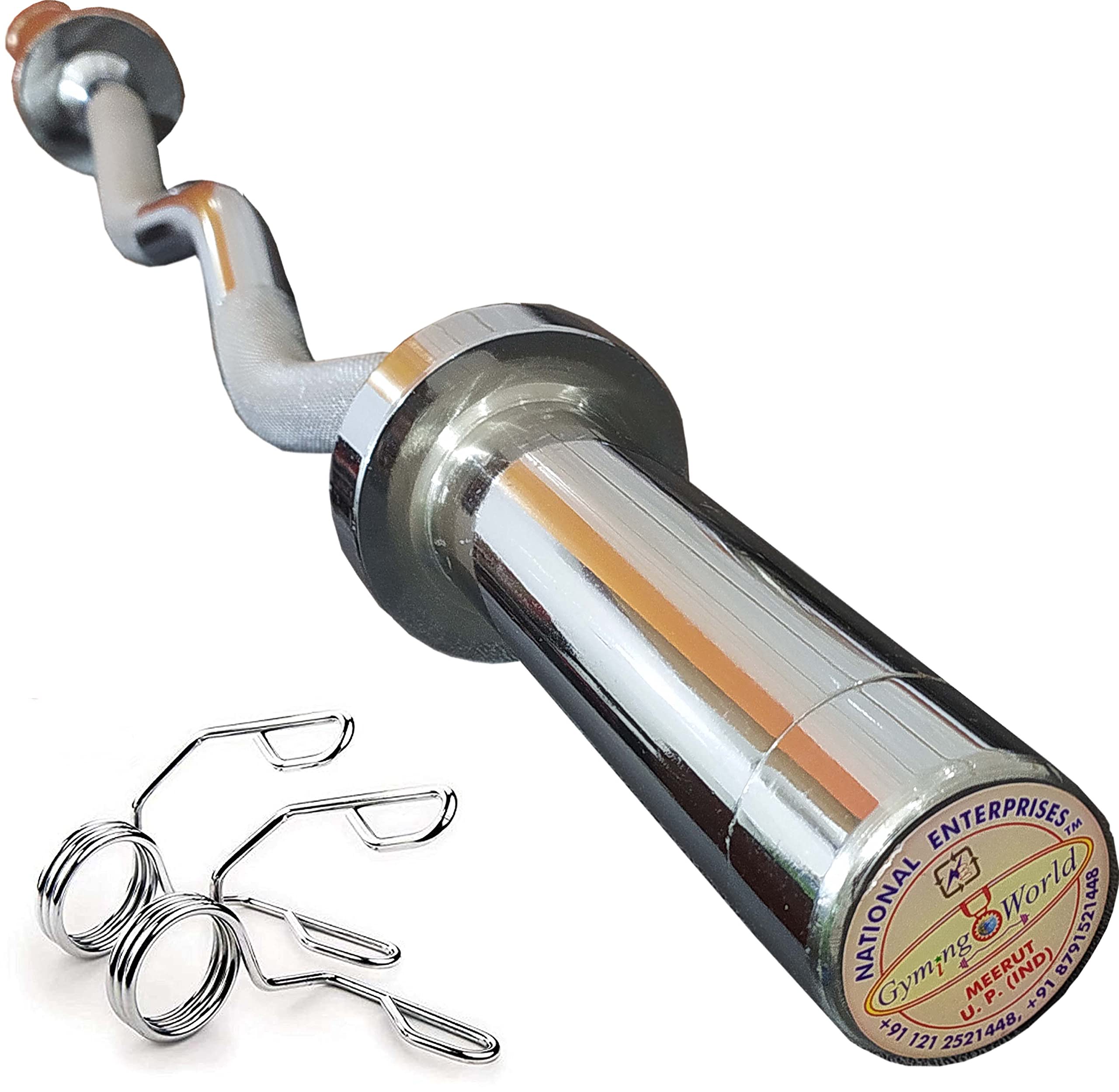 Gyming World® 4 Feet Zigzag Olympic rod for 50 mm (2") Olympic Plates with 2 Olympic plate holding locks