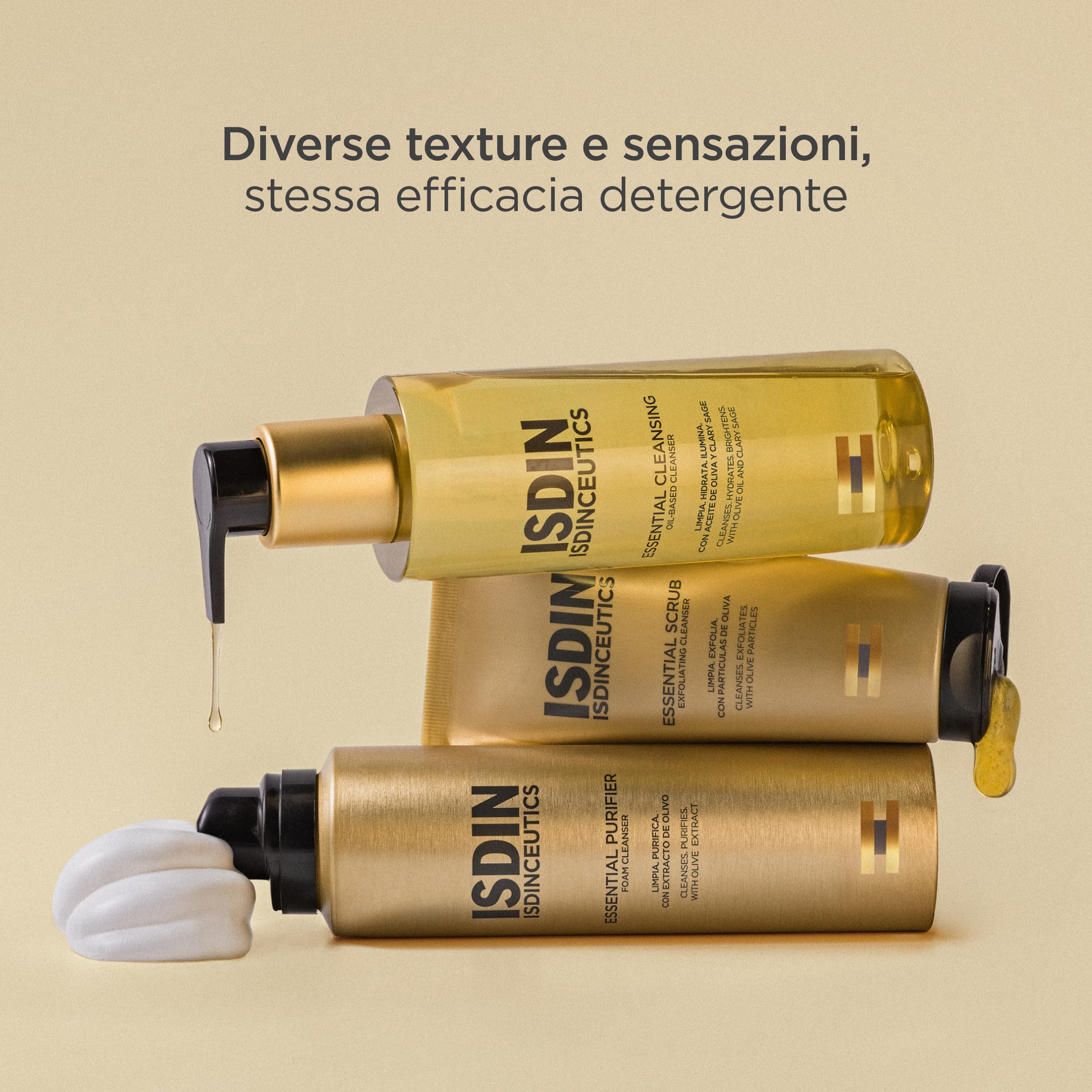 ISDIN Isdinceutics Essential Cleansing 200 ml | Olio Detergente Viso Delicato e Leggero, Texture Olio-in-Latte | Rimuove Trucco e Crema Solare | 85% di Ingredienti di Origine Naturale