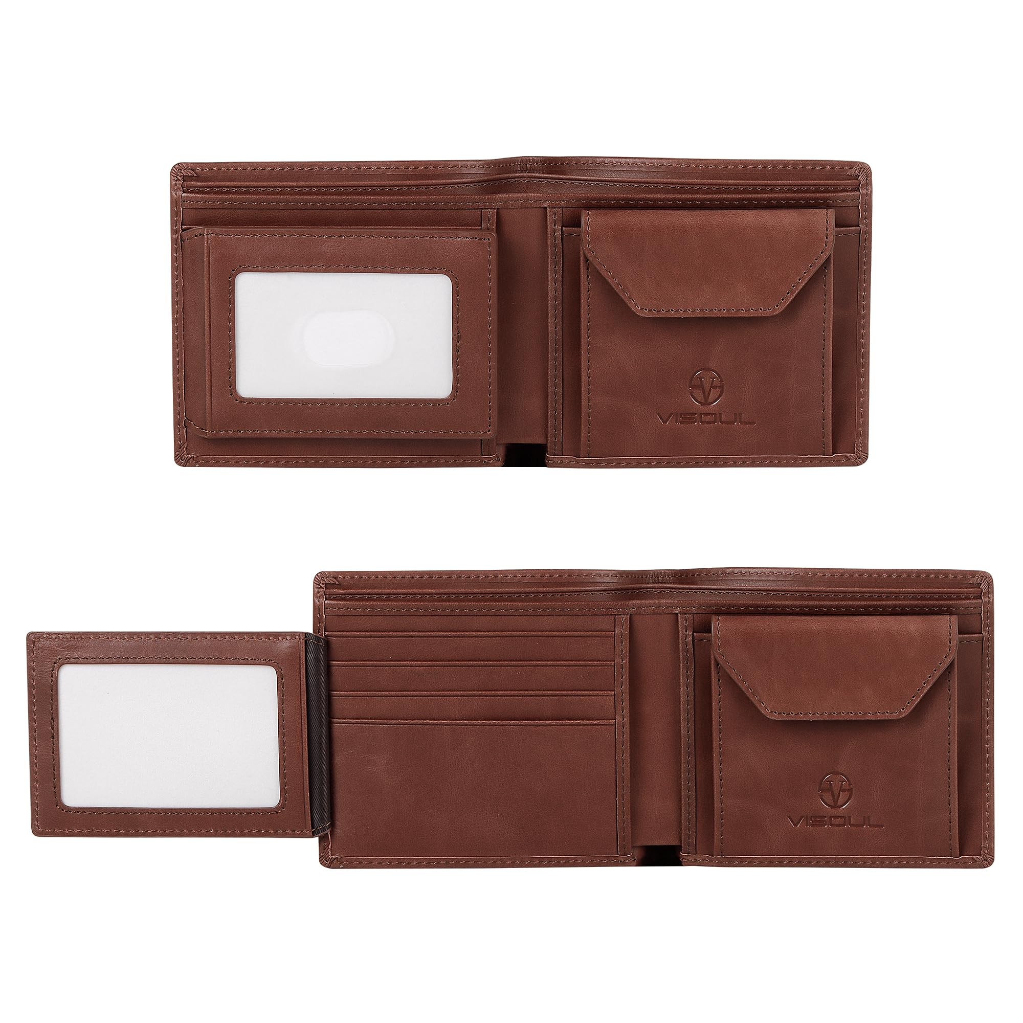 Amazon | [VISOUL] 札入れ 財布メンズ 小銭入れ レザー 二つ折り財布
