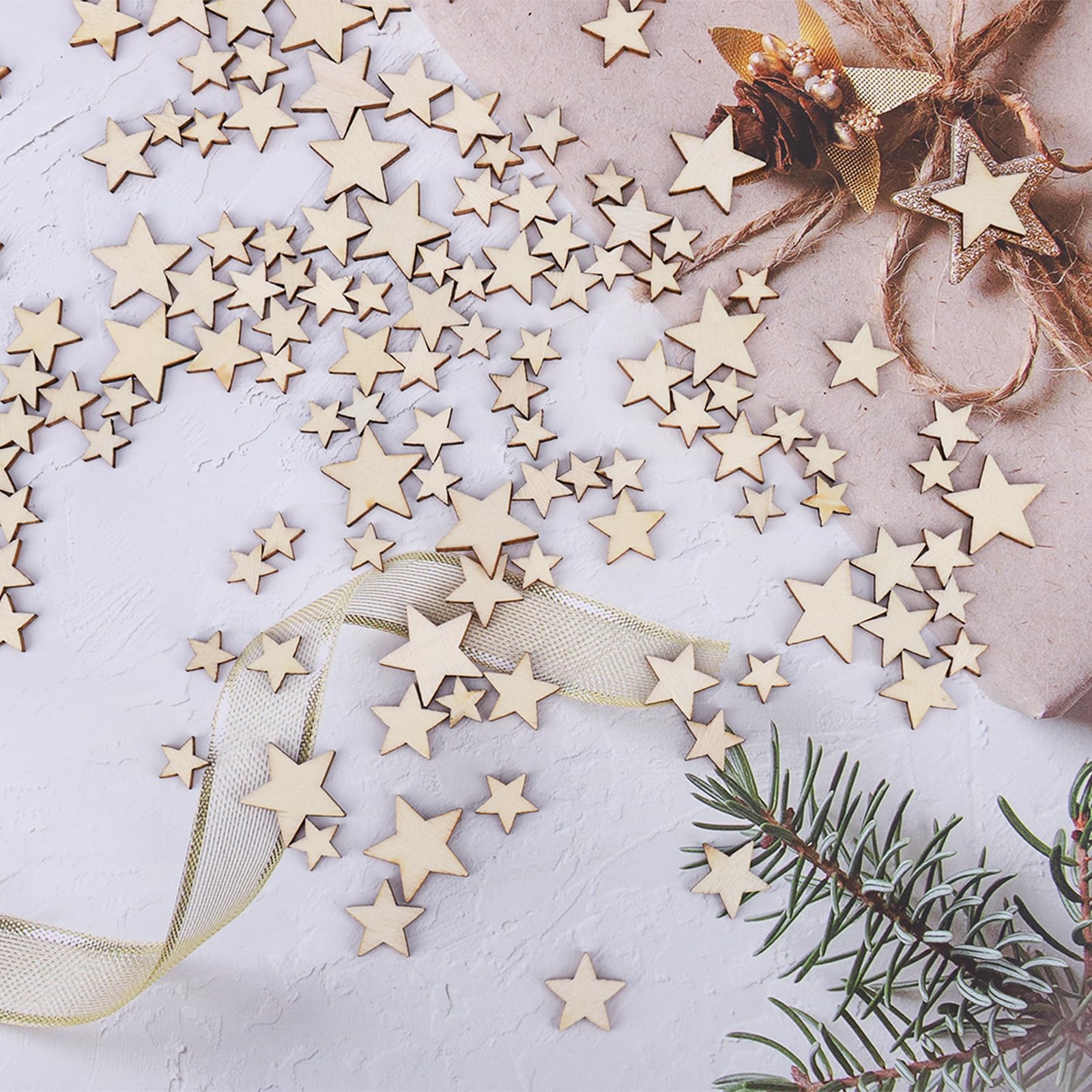 700 Stück Mini Holzsterne Zum Basteln - 10/12/15/20mm Holzscheiben Für DIY Dekoration