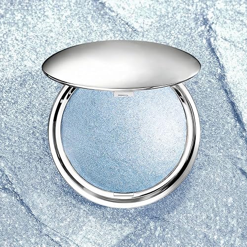 Pearl Ice Blue Shimmer Face Highlighter Makeup, Contour Powder Leaving