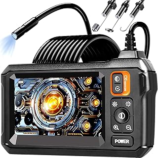 Endoscope Camera with Light, Borescope Camera with 4.3" IPS Screen, 1920P HD with 8 LED Lights, 16.4FT Semi-Rigid Cord Bore Scope, Gadgets for Men & Tools for Men