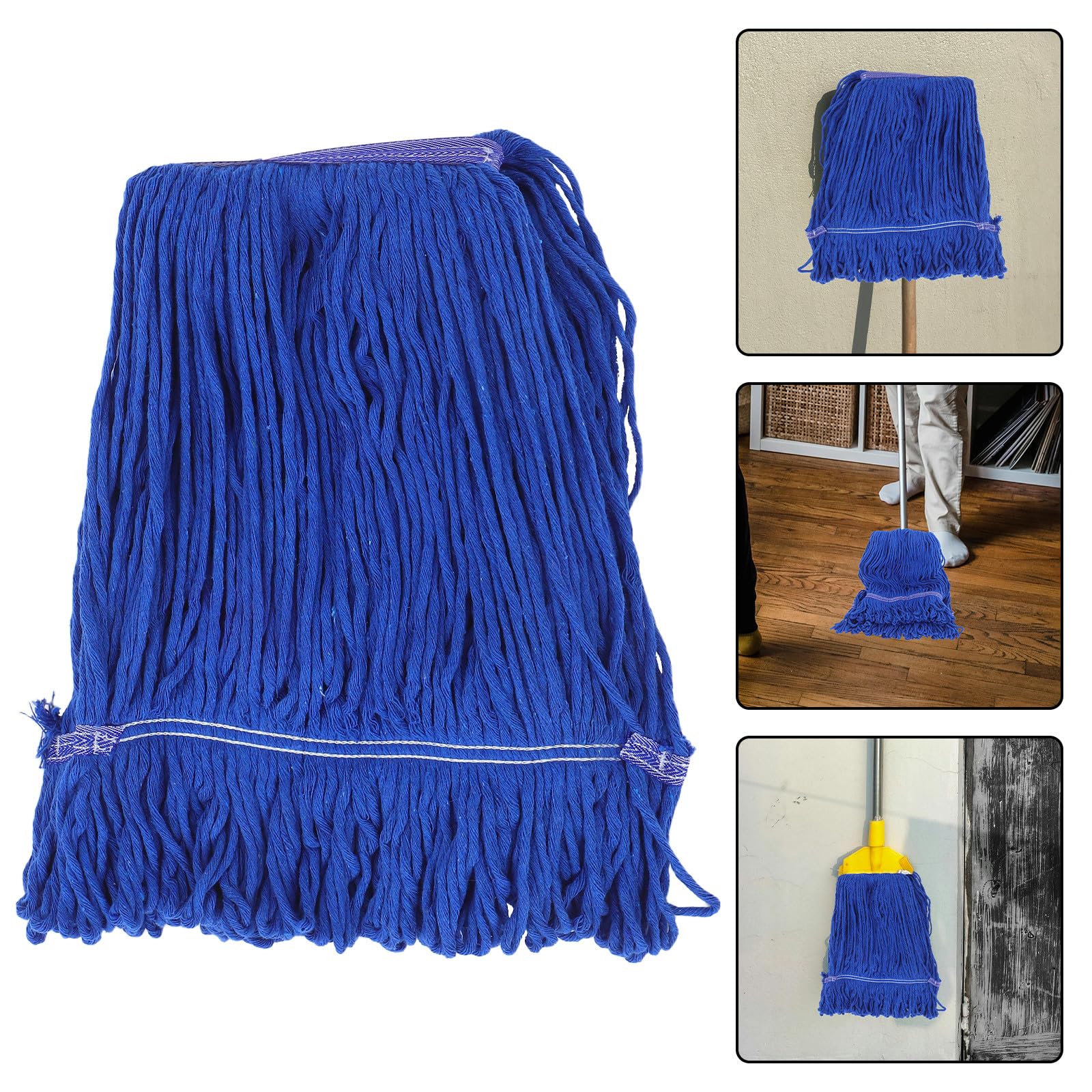 DOITOOL Cabezal de Algodón Reutilizable Azul de Trapeador Comercial Diseño Reemplazable Pack de 3 Piezas para Limpieza Adecuado para Oficinas y Uso Residencial para Oficinas y Uso
