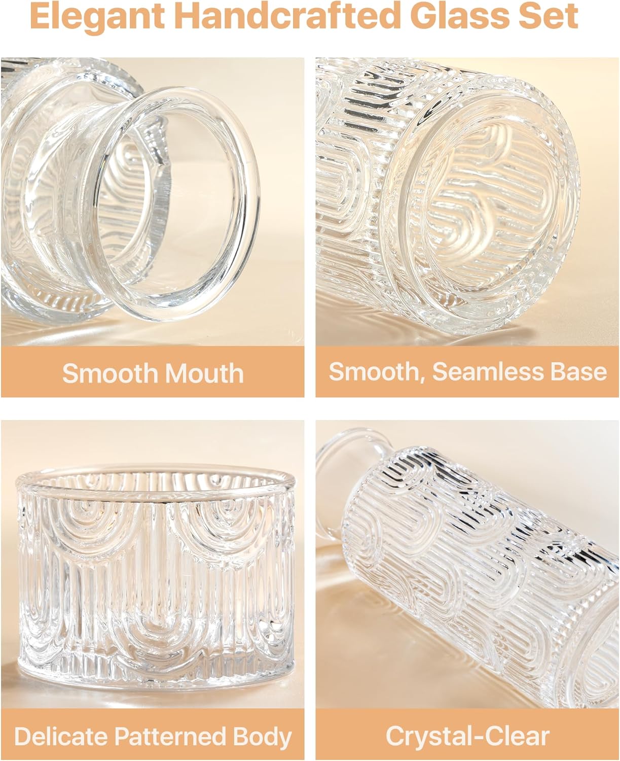 Bedside Water Carafe and Glass Set, Mouthwash Dispenser for Bathroom, 21.6 Oz Glass Water Bottles with 6 Oz Drinking Cup as Lid, Pitcher for Nightstand, Kitchen (Clear) - Image 7