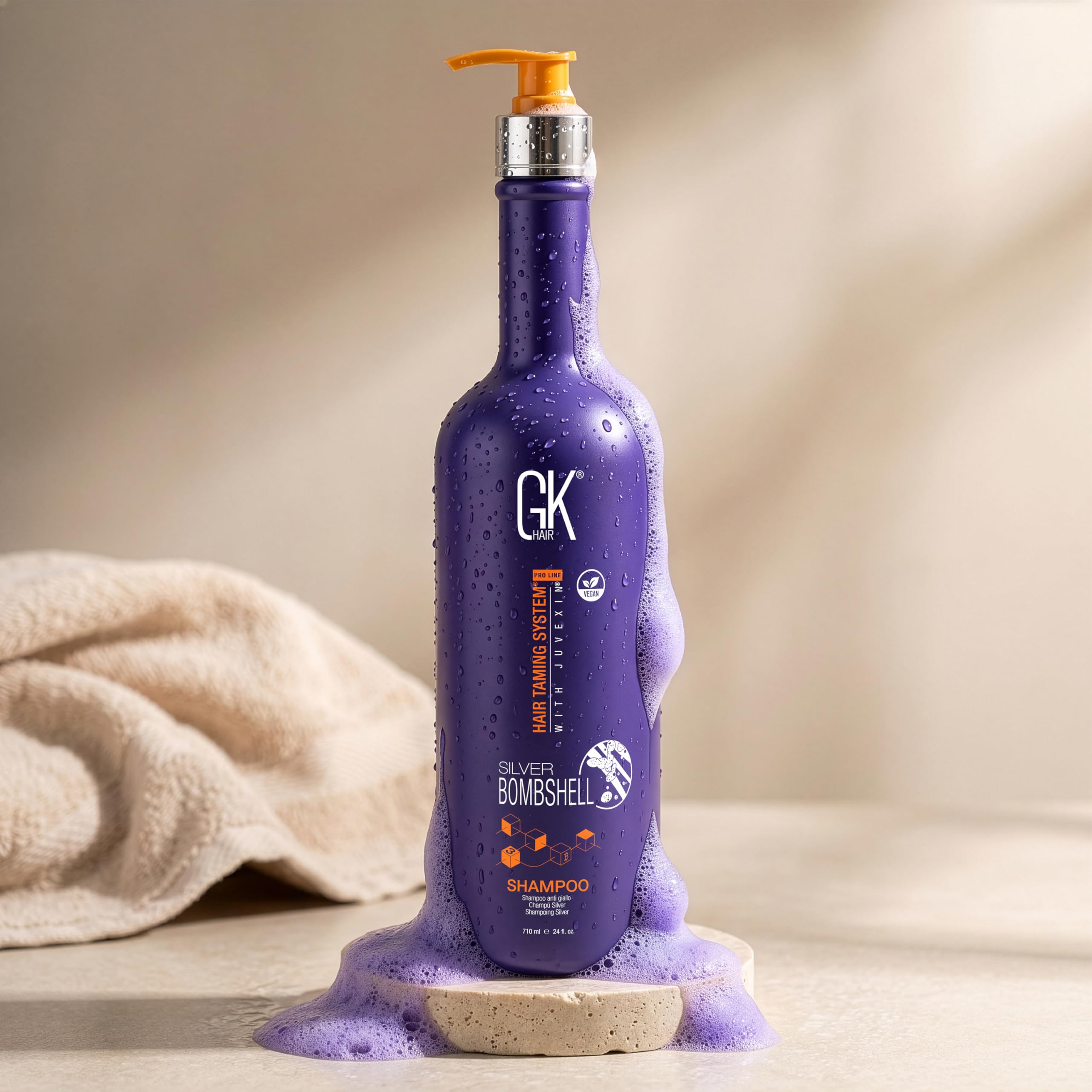 GK HAIR Silver Bombshell Purple Toning Shampoo with Vitamin B5