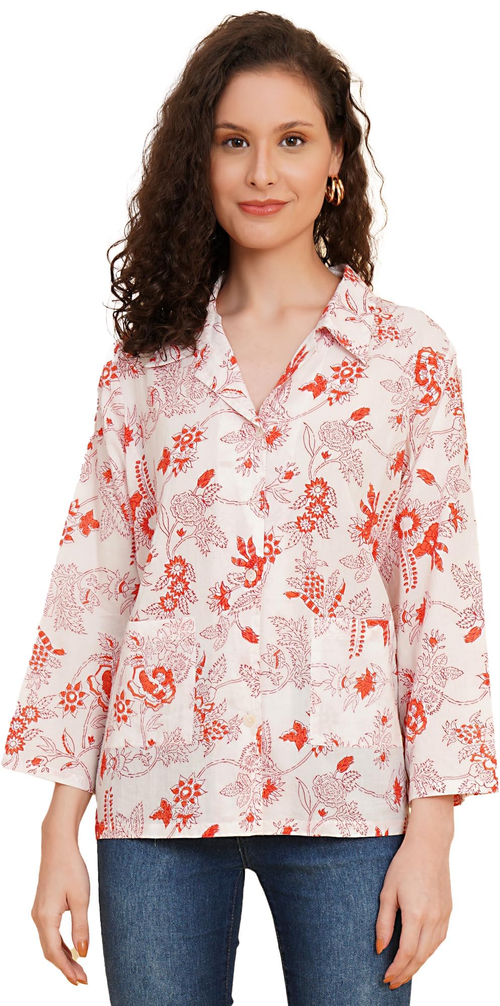 akiko Women's Cotton Floral Printed Summer Coat-picture-17
