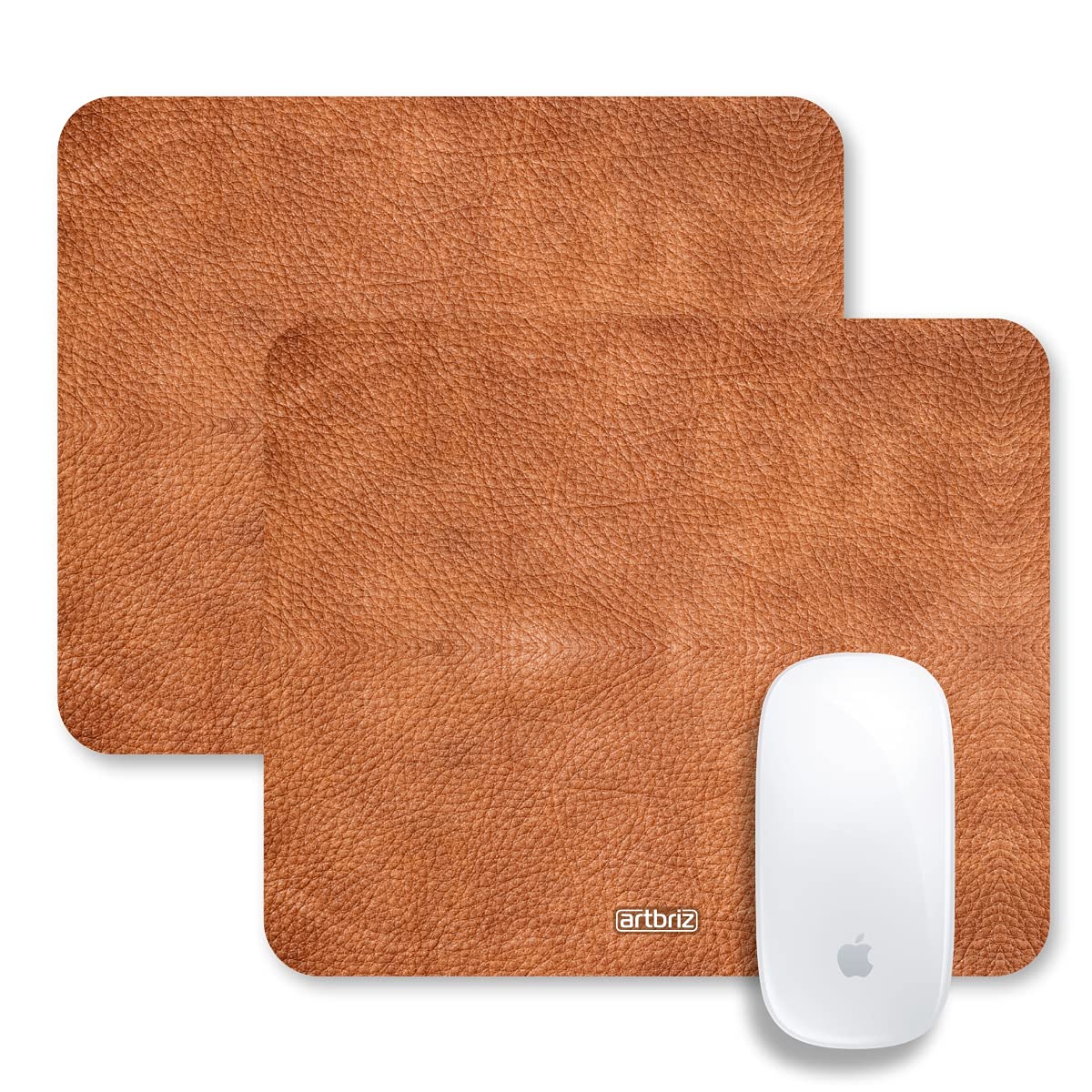 ARTBRIZ BRIZBERRY Mouse Pad, Large Printed Premium Anti Skid Rubber Base for Desktop Laptop 240 X 210 X 3 mm [20% Larger] (Leather Texture, Pack of 2)