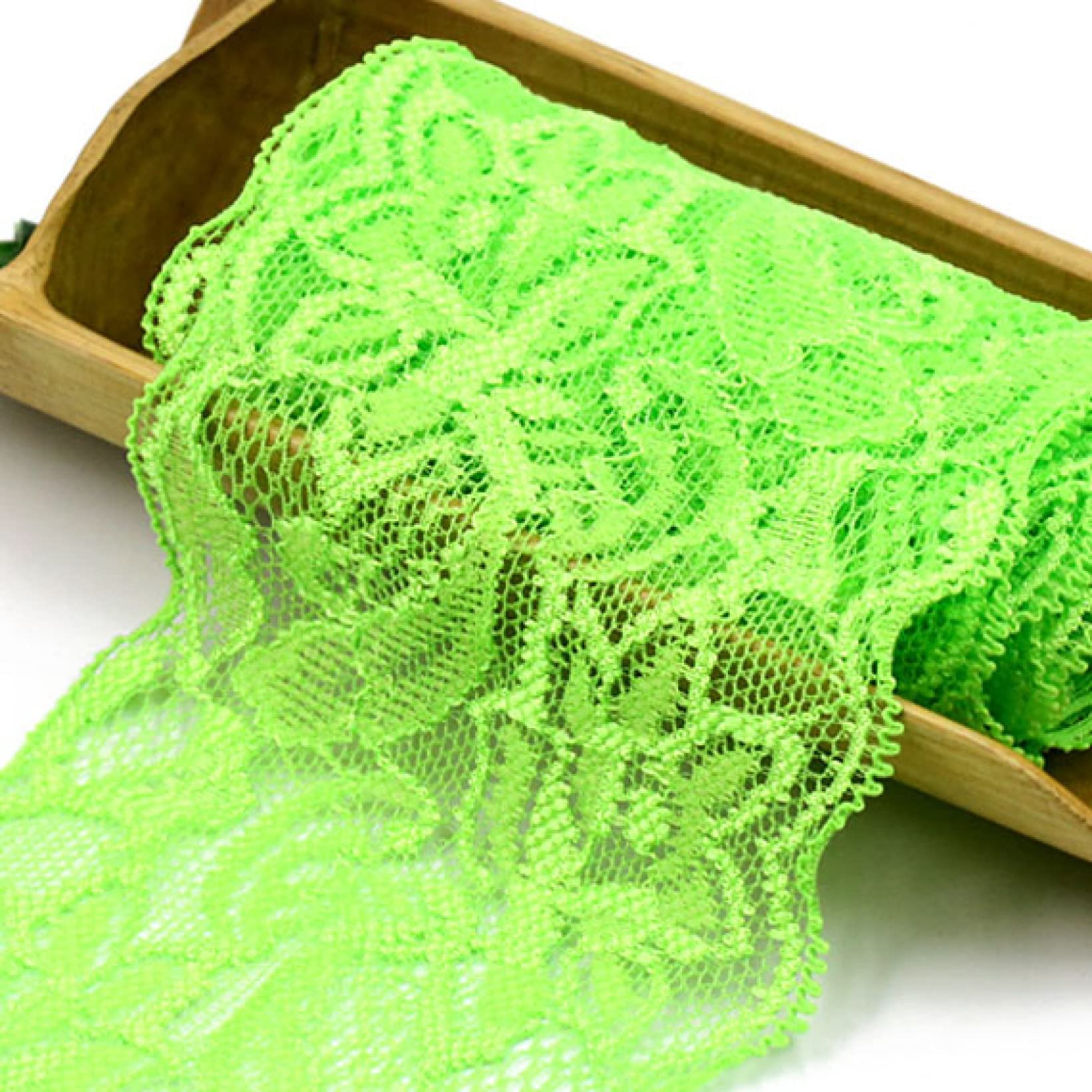 Cinta de Encaje, Ribete de Encaje, Cinta de Encaje Ancha con Ribete elástico de Flores, 10 Yardas (3,1"), Encaje Suave for Manualidades y Costura.(Yellow)