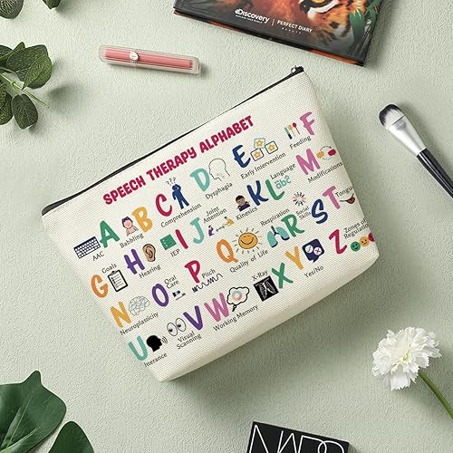 Miniatura 6 de Decohim Regalos de terapia del habla, bolsa de maquillaje SLP Regalos, blanco597