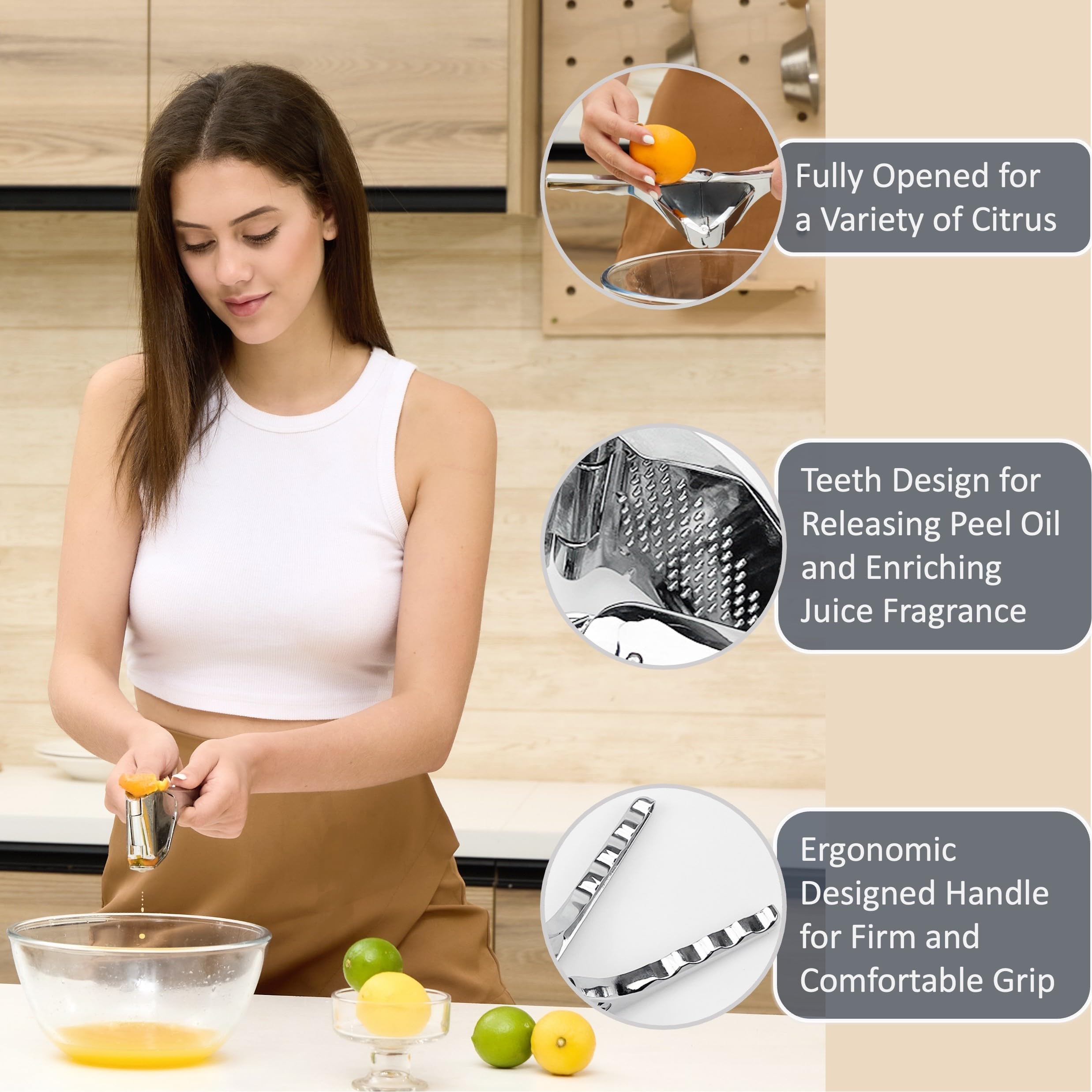 FoldFlat Lemon Squeezer, Lime Squeezer, Max Extraction Compact Hand Juicer for Citrus Lemon Lime Orange, Zinc Alloy Juicer