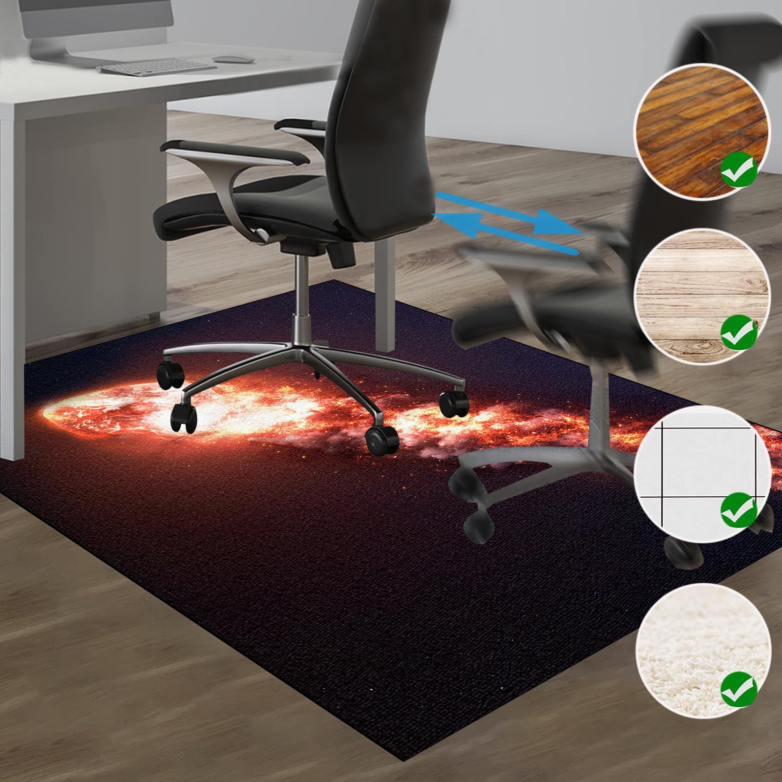 Tapis Protection de Sol Chaise Bureau, Tapis de Chaise Gaming Tapis Protège-Sol Antidérapant Protège Le Sol, Tapis de Sol pour Fauteuil, Tapis de Sol Bureau Tissu, Tapis Chaise de Bureau 120 x 160 cm