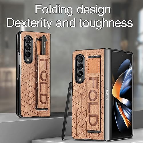 Miniatura 8 de Asuwish Funda de cuero para Samsung Galaxy Z Fold 4 5G 2022 y accesorios para celulares, funda de cuero con soporte para S Pen Ranura para la