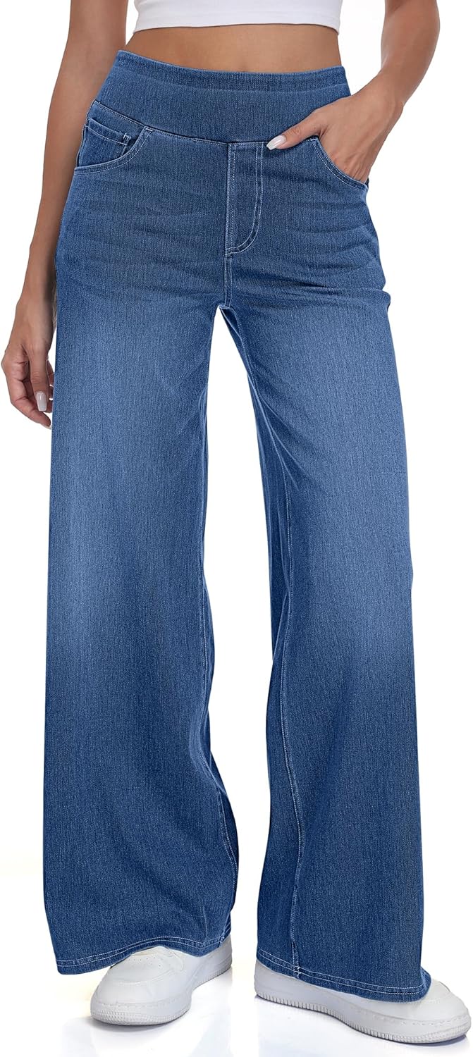 SeSe Code Wide Leg Jeans Woman High Waist Elastic Baggy Denim Pants with 4 Pockets Trendy Jeans for Women 2025