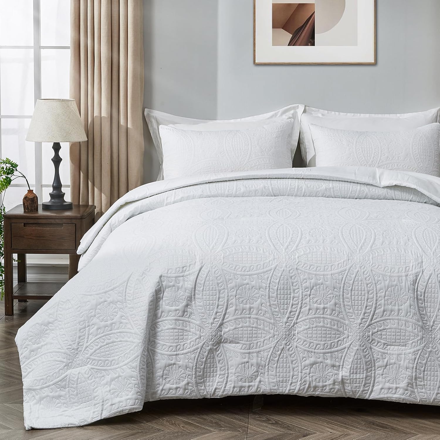 ENJOHOS White Queen Comforter Set White Comforter Queen