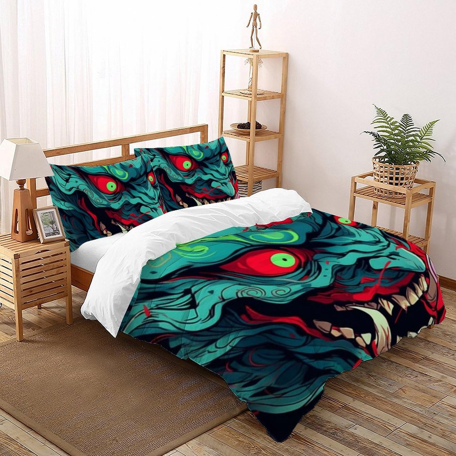 Housse de couette manga japonais King 220x240cm en microfibre avec fermeture éclair