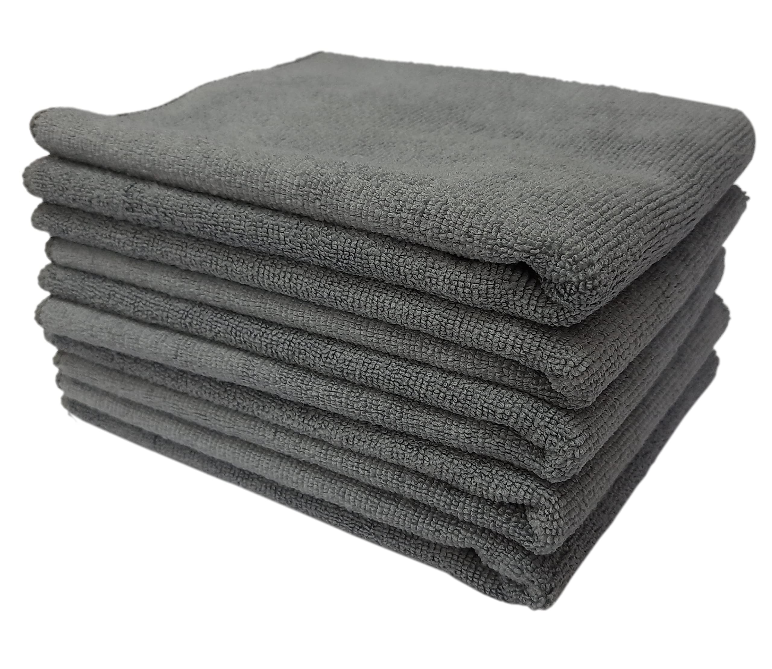 SOBBY Microfiber Cloths, 5pcs 40x40cms 340GSM Gray - Highly Absorbent, Lint and Streak Free, All -Purpose Cleaning Cloth for Kitchen, Car, Window, Stainless Steel, Silverware.