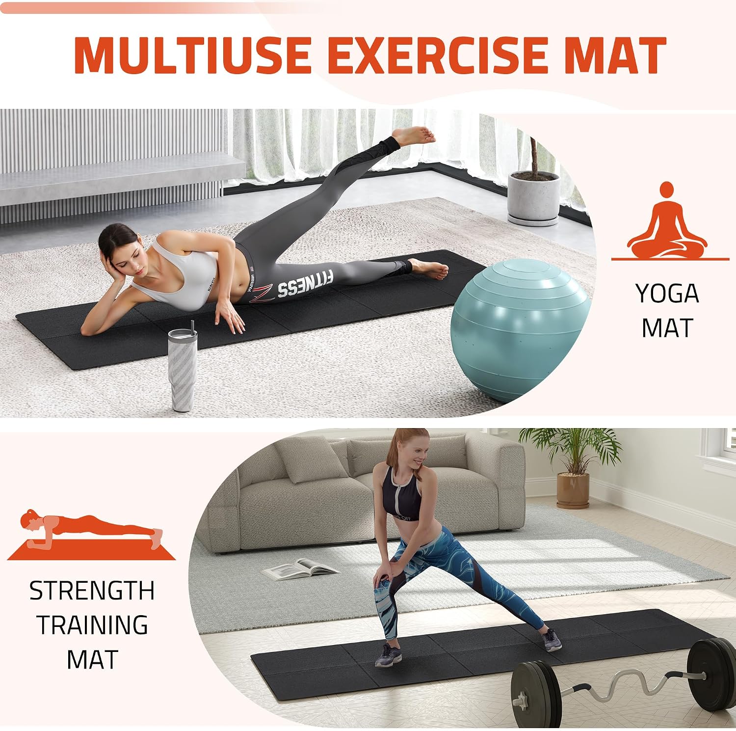 Foldable Walking Pad Mat, 68"x24" Treadmill Mat for Carpet | Waterproof Non-Slip Rubber Base, Anti Vibration & Noise Reduction Protection Sheet for Home Gym Exercise Equipment