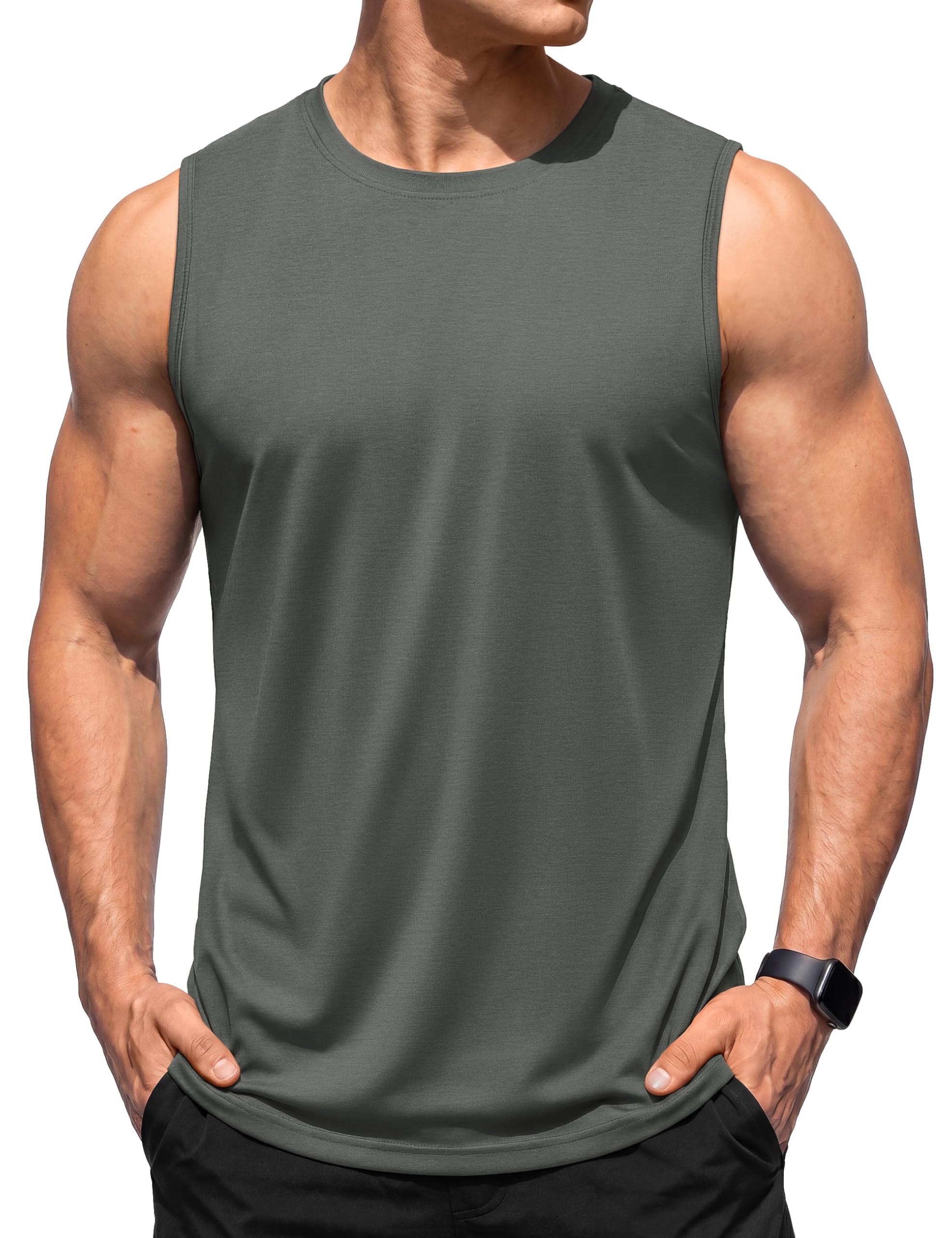 TACVASEN Herren Tank Top Baumwolle Ärmelloses Sport Muskelshirt Fitness Tanktop Atmungsaktive UPF 50+ Gym Funktionsshirt