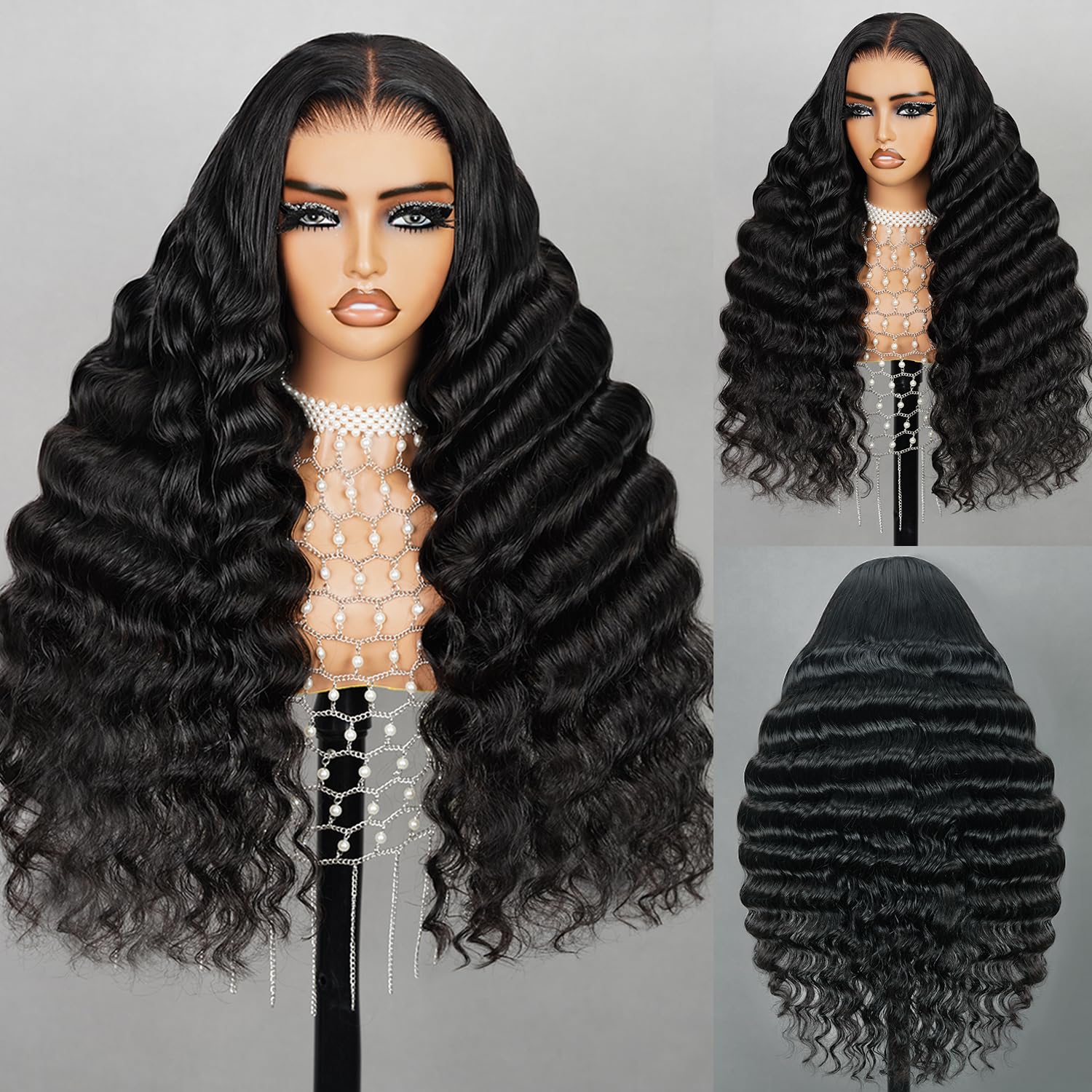 SUPERLOOK 6x5 Wear And Go Glueless Wigs Human Hair 220% Density Lace Front Wigs Human Hair Loose Deep Wave Wigs Pre Cut Lace 12a Real Pre Bleached New