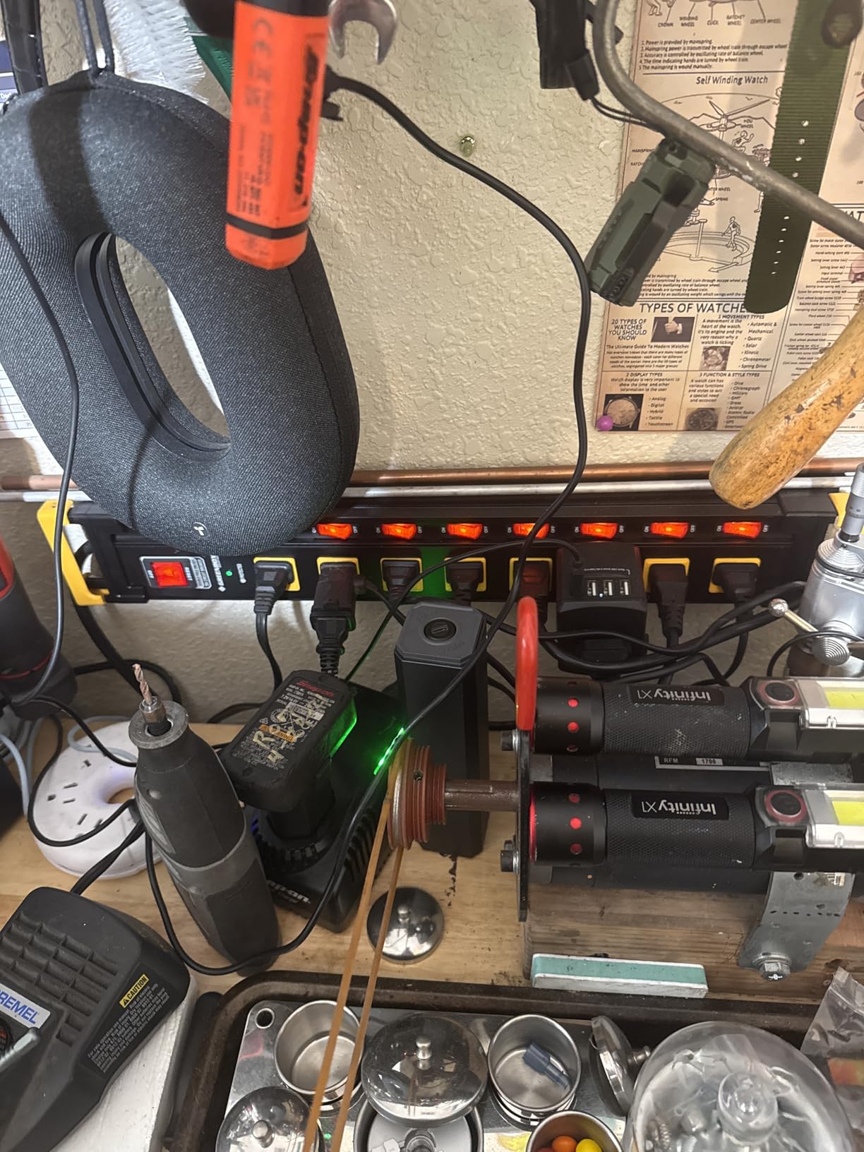 Green Box power strip with individual switches highlighted