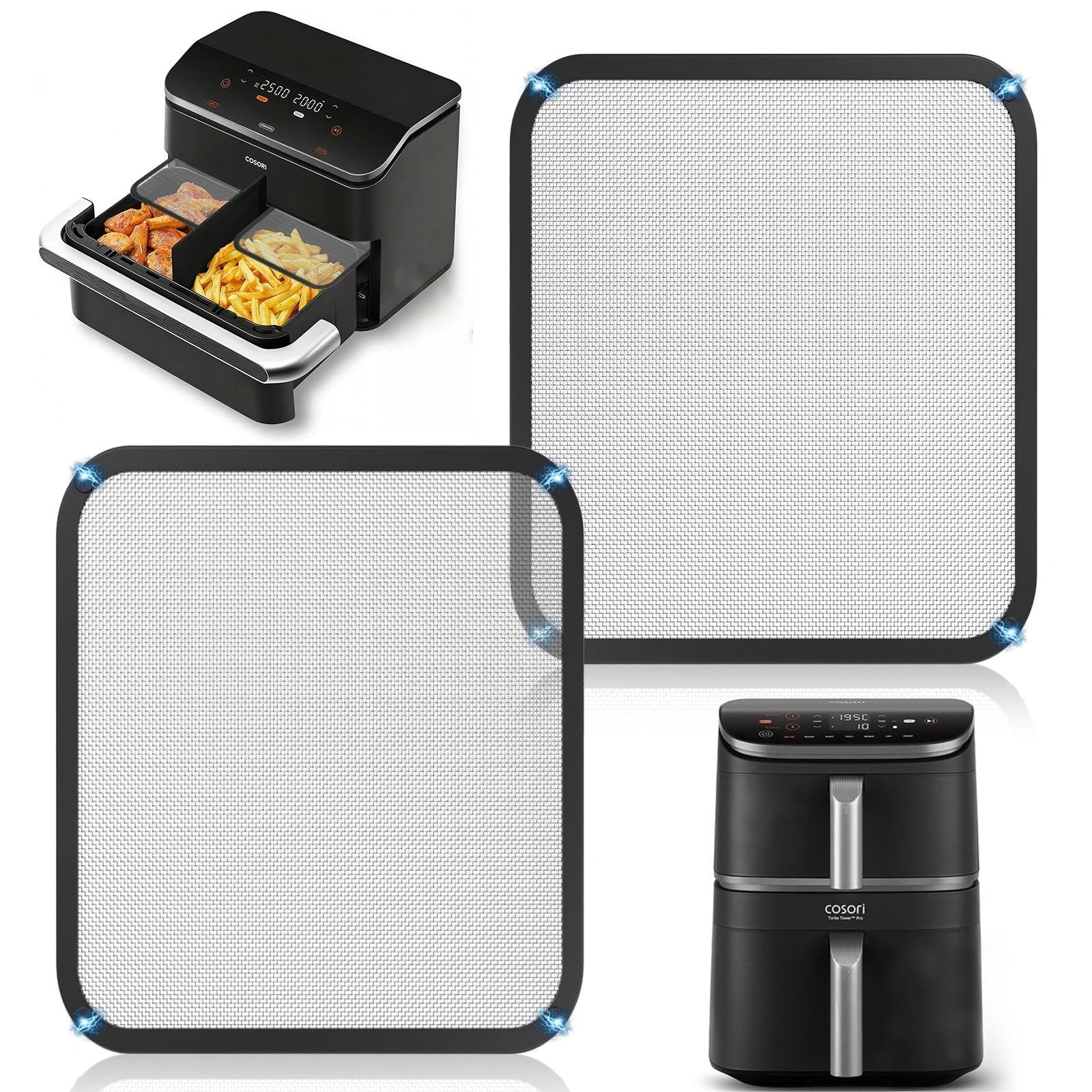 2 Piezas Protector de Pantalla para Freidora de Aire para Cosori Airfryer 8,5 L/Dual Blaze TwinFry 10 L, Protector contra Salpicaduras para Freidora de Aire Fácil de Limpiar(17.5 * 22cm)
