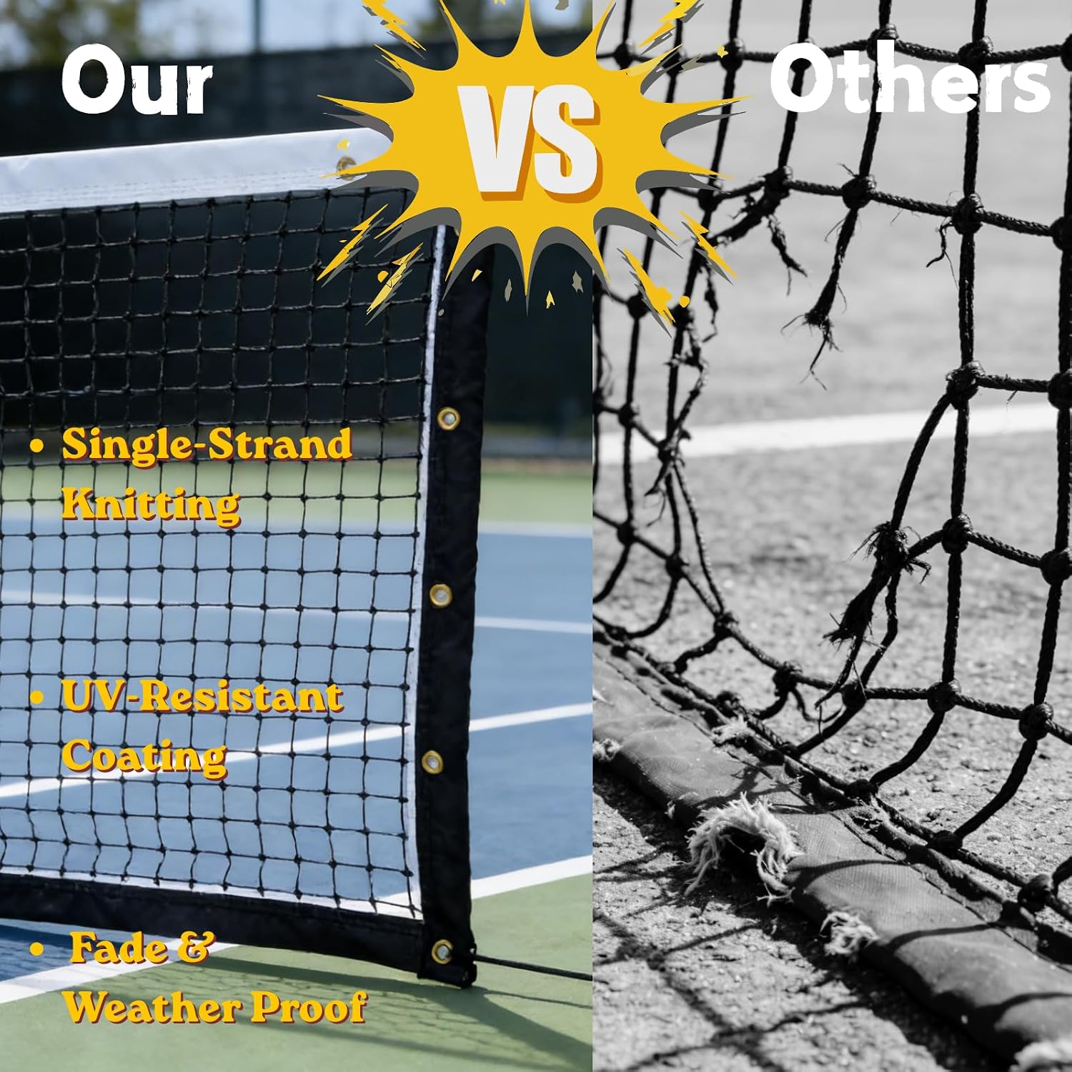 Professional Tennis Net 42ft x 3.5ft Single Layer | Heavy Duty Court Replacement with 6mm Cable & Complete Kit | UV/Waterproof, Value-Priced for Court Builders & Schools