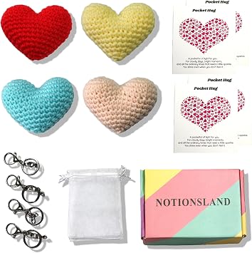 4 Sets Pocket Hug Cards, Pocket Hug with Crochet Heart for Vacation Festival All Occasion