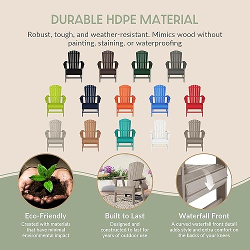 Vista 163 de WestinTrends Malibu Malibu Patio al aire libre HDPE plástico Adirondack silla comedor teca