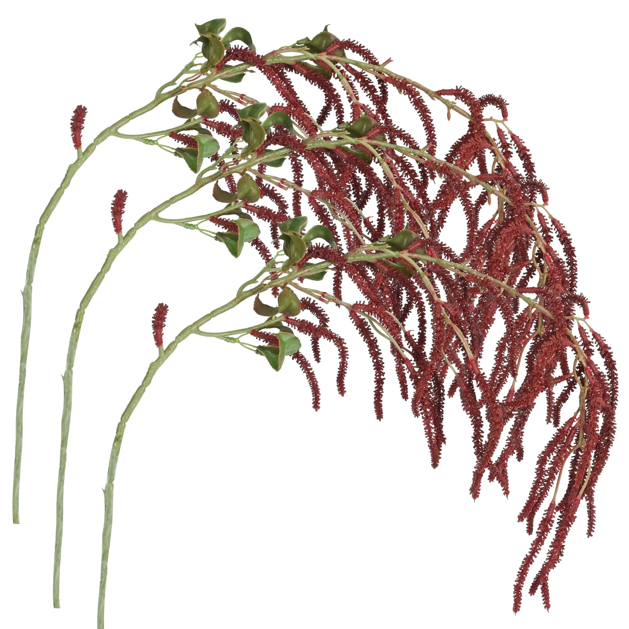 3 Pcs Amaranthus Artificial Flower Faux Burgundy Wisteria Branches Fake Hanging Flowers Wedding Flower Arrangement Photo Props for Party Decoration