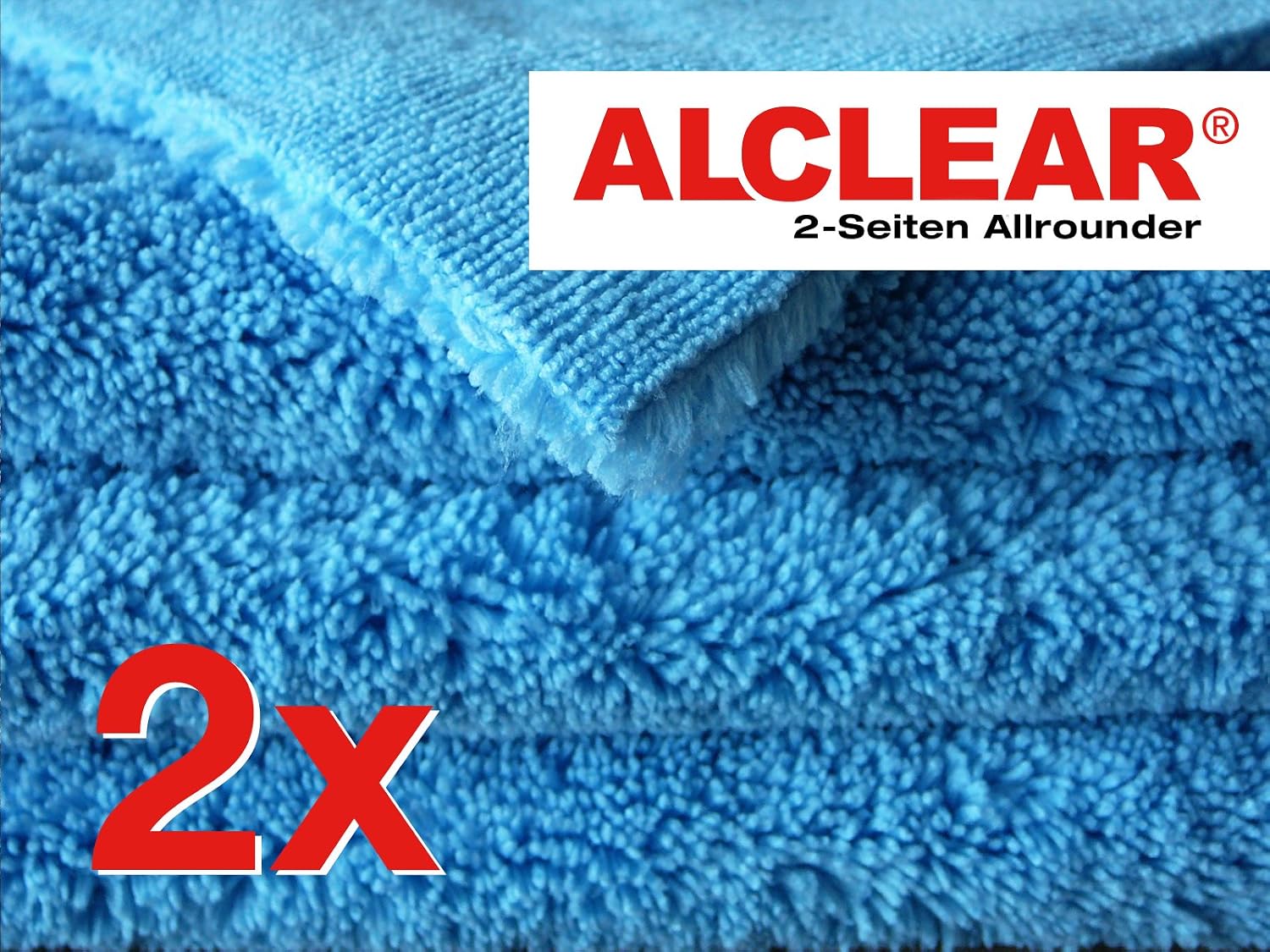 ALCLEAR 820203U_2 Ultra-Microfiber Cloth Double-face All-Rounder for car Cleaning and polishing with ultrasonic Cutting. Blue. Size: 15.75 x 15.75 in. Double Set.