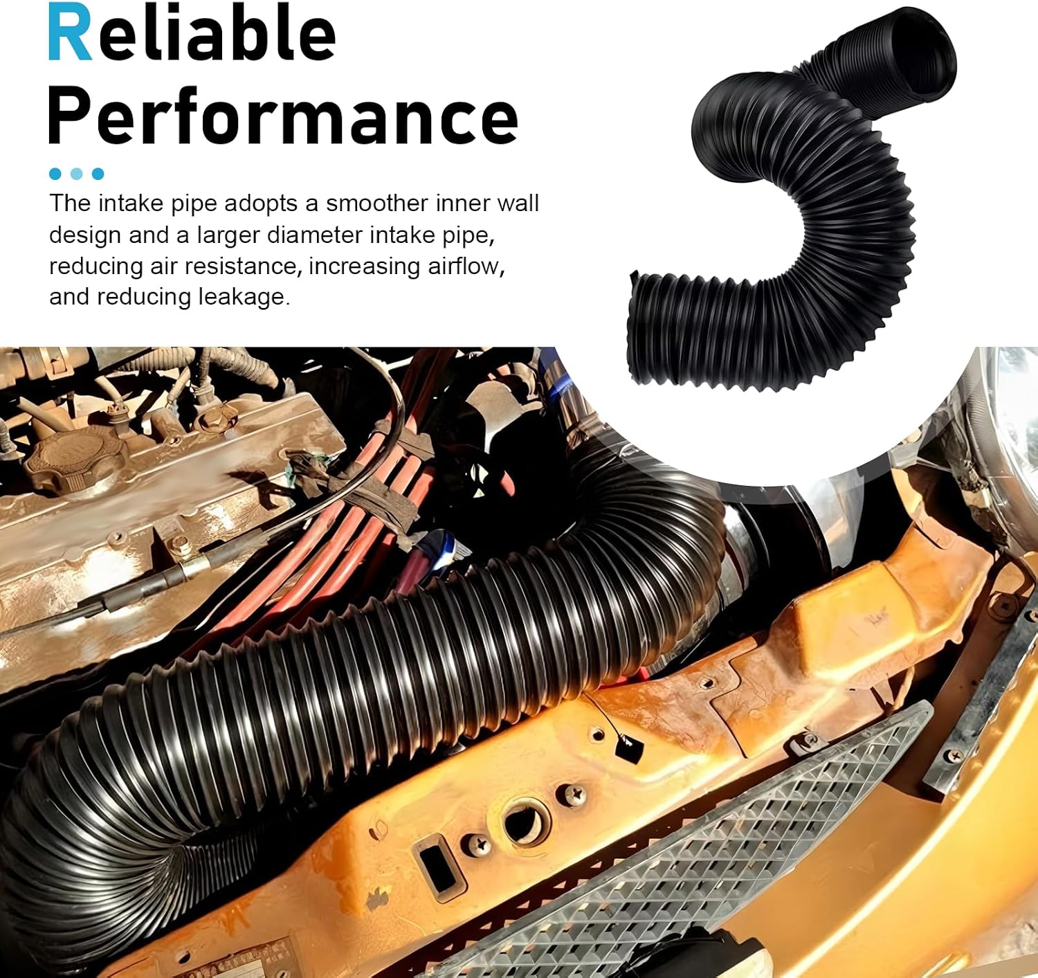 Car Duct Hoses, Retractable 3" Flexible Hose, Cold Air Intake Tube, Universal Car Modified Intake Accessories (Black)
