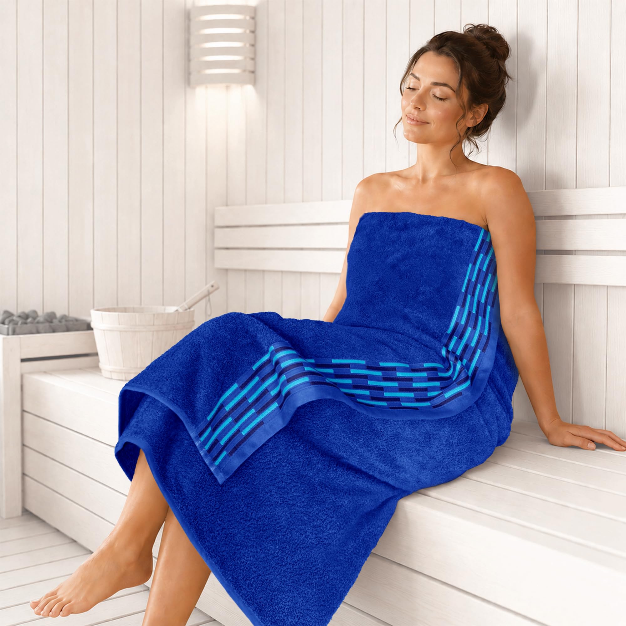 Lashuma Toalla Sauna Hombre Lugano, Toalla Azul – Real Ducha, Toalla Playa 100x200 cm