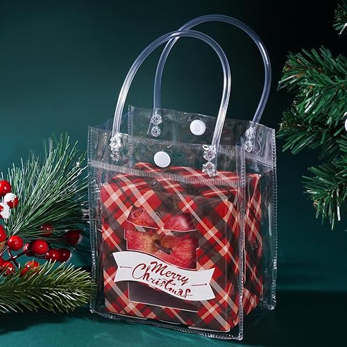 Miniatura 4 de 25 bolsas de regalo de PVC transparente con asas, pequeñas bolsas de plástico transparentes, bolsas de compras reutilizables para bolsas de dulces