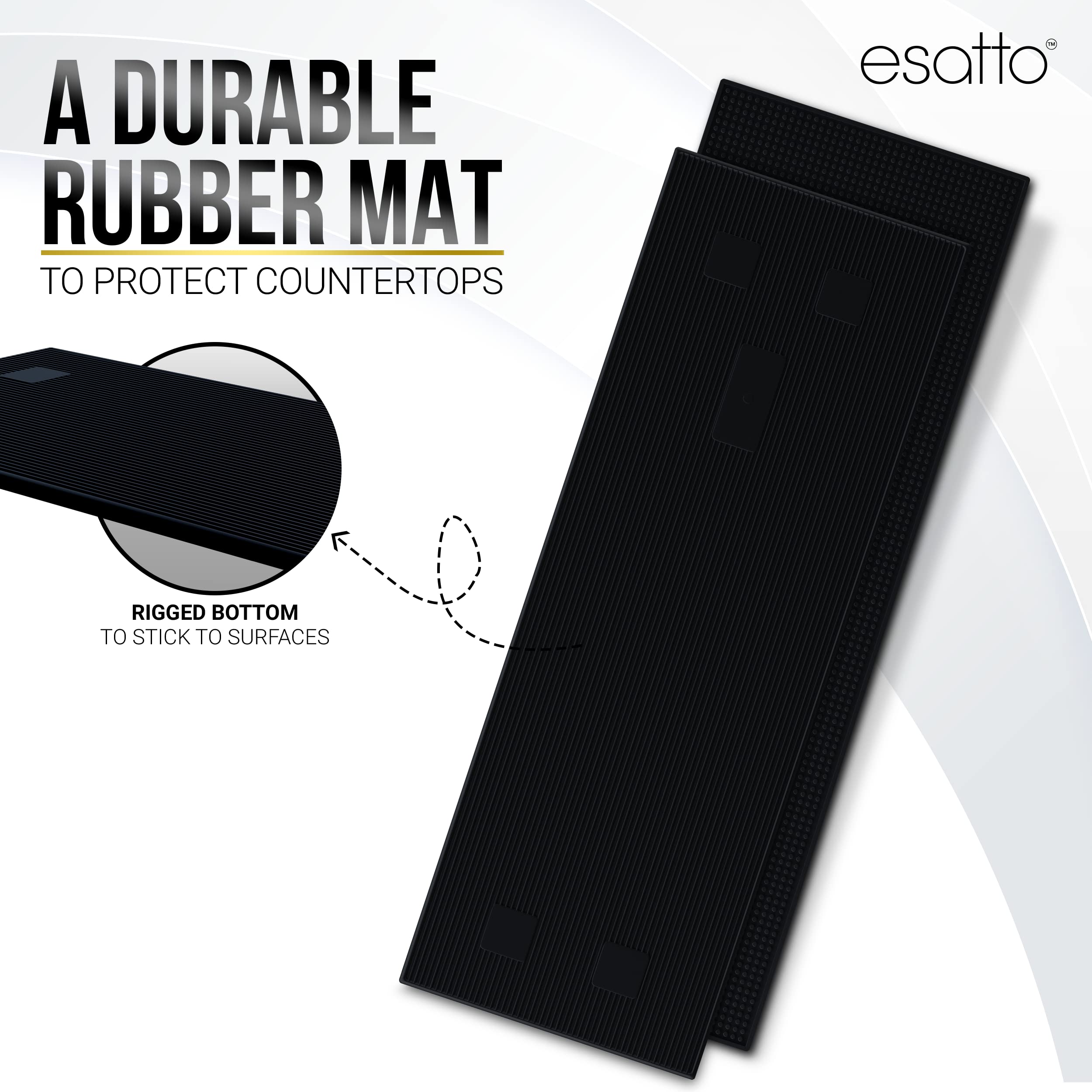 Esatto Alfombrilla profesional de doble ancho de 24 x 8 pulgadas para bar de derrames profesional para barman, antideslizante, negro, para bar, café, bebidas, mezclador, para bares, hogar, cocina,