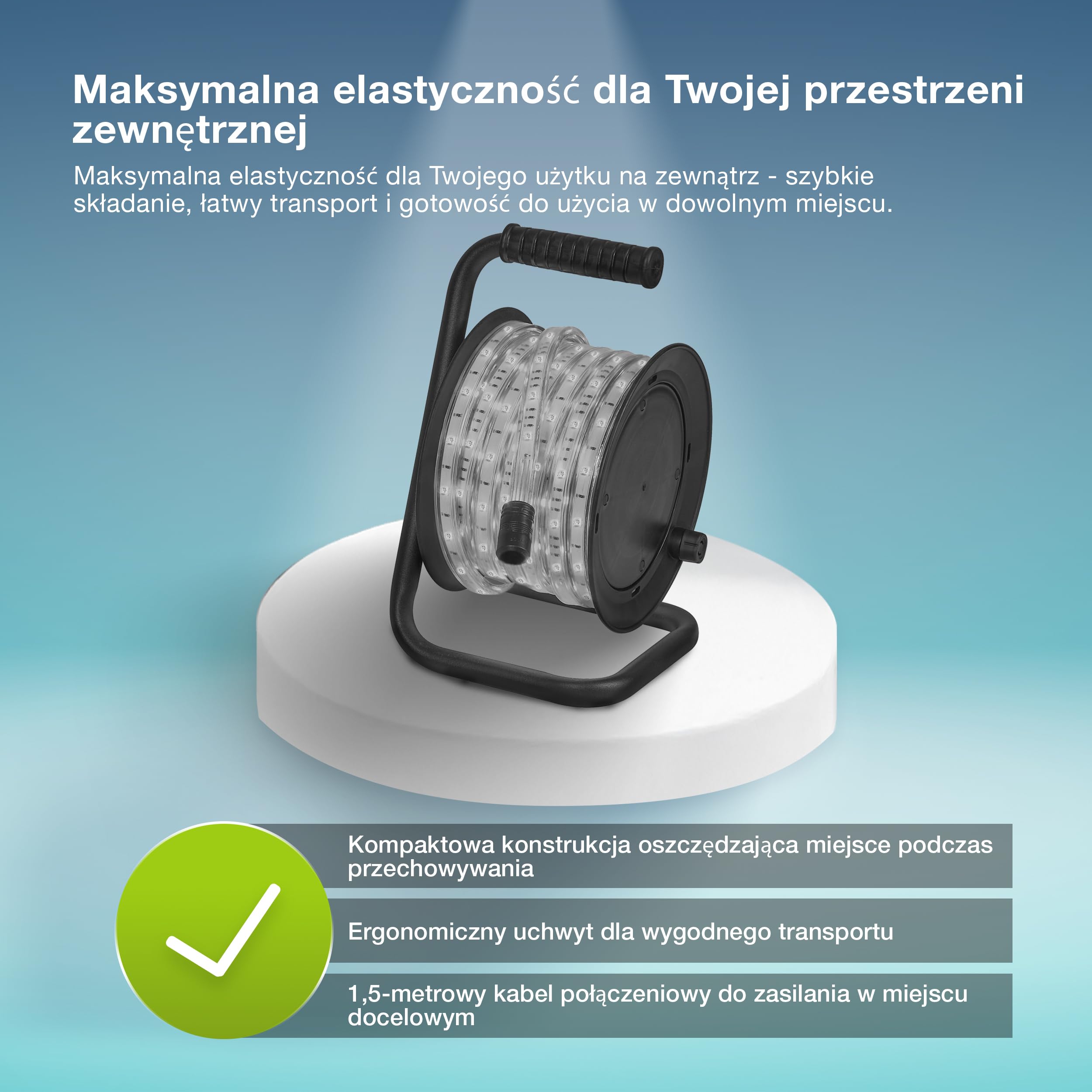 OSRAM Taśma LED Outdoor Flex 20M IP65, chłodna biel, możliwość przedłużenia do 50 m, w tym bęben kablowy, akcesoria montażowe, kabel połączeniowy