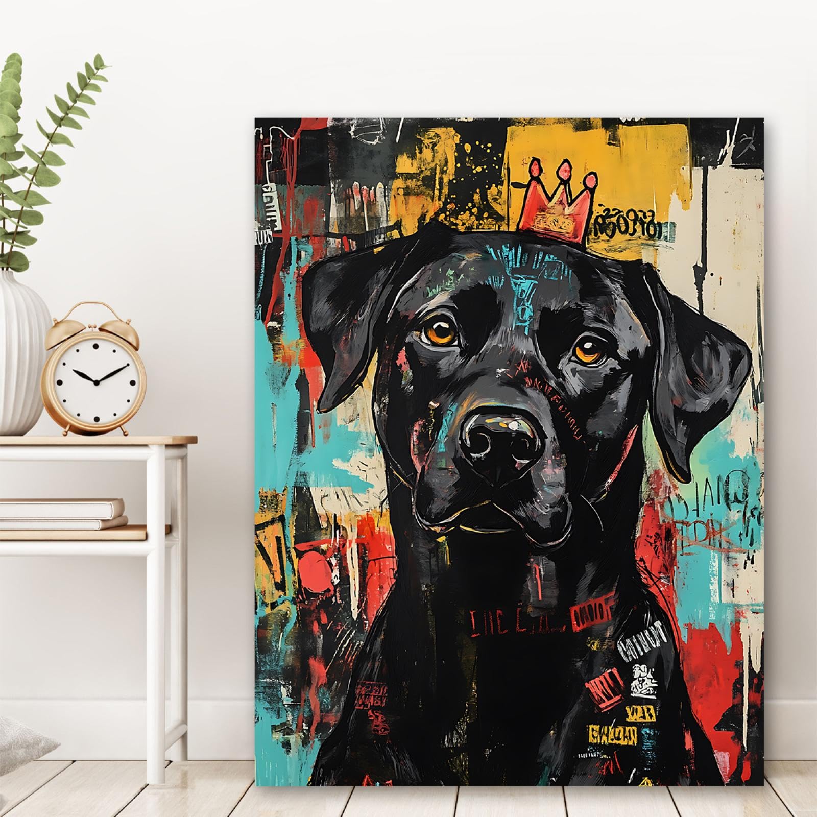 UIRINGART Hip Hop Stile Graffiti Wall Decor Modern Street Art Bel Cane Stampa Su Tela Poster Immagine per Soggiorno Camera Da Letto Appartamento 75x105cm Innerframe