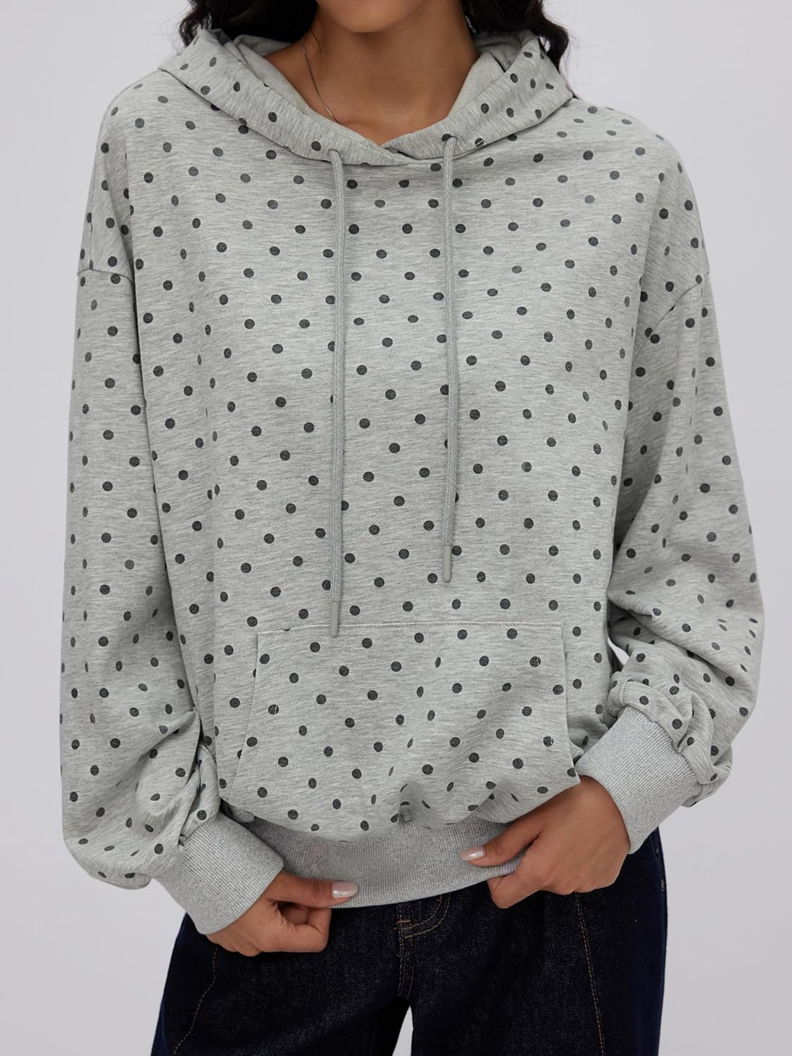 CIDER Womens Polka Dot Hoodie Pullover Sweatshirt Casual Long Sleeve Top - Image 2