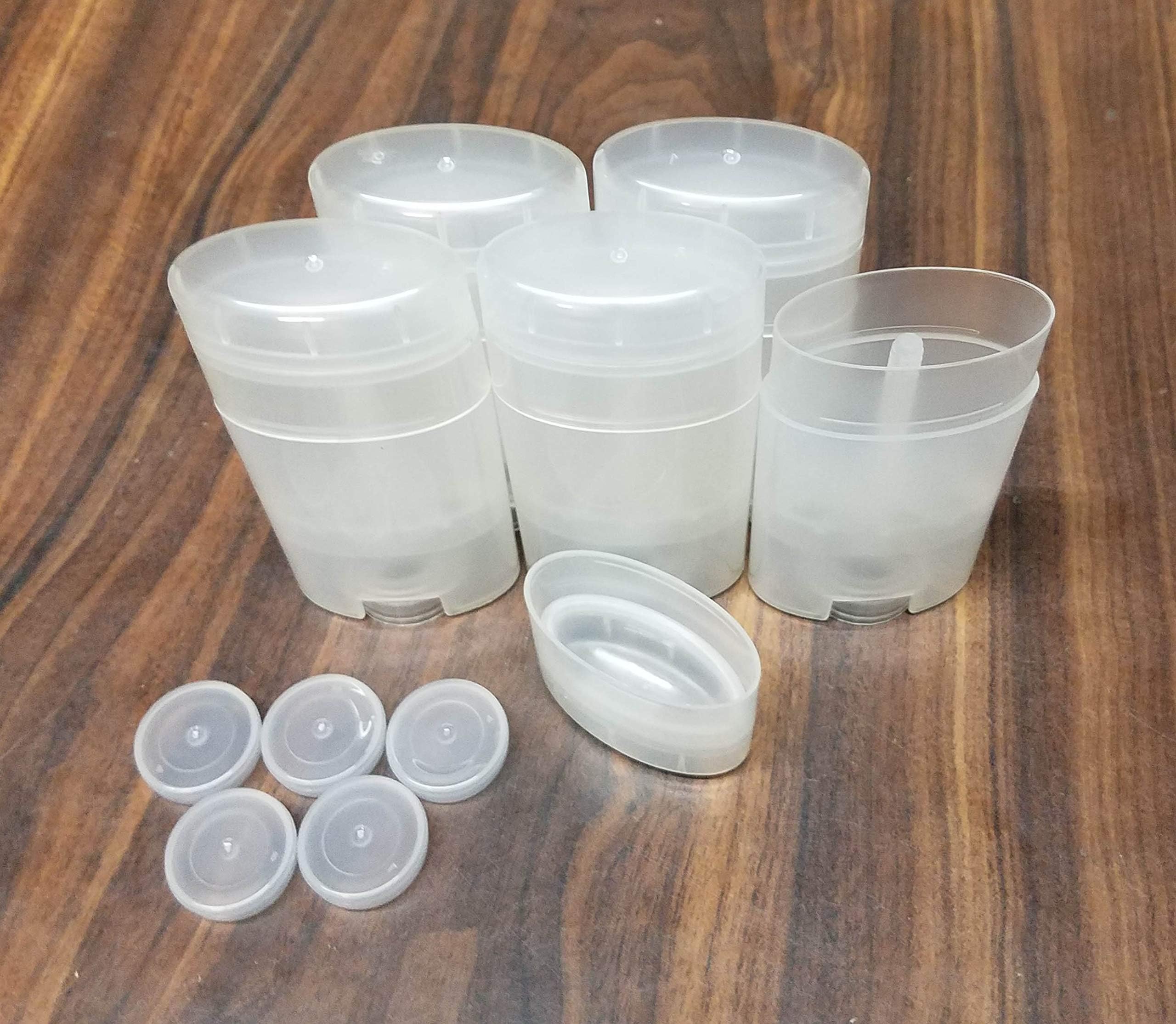 Empty Deodorant Containers - Twist-up, Recyclable, DIY Empty Deodorant OVAL Tubes, Bottom-fill 2.0 Oz (5-Pack, Clear)
