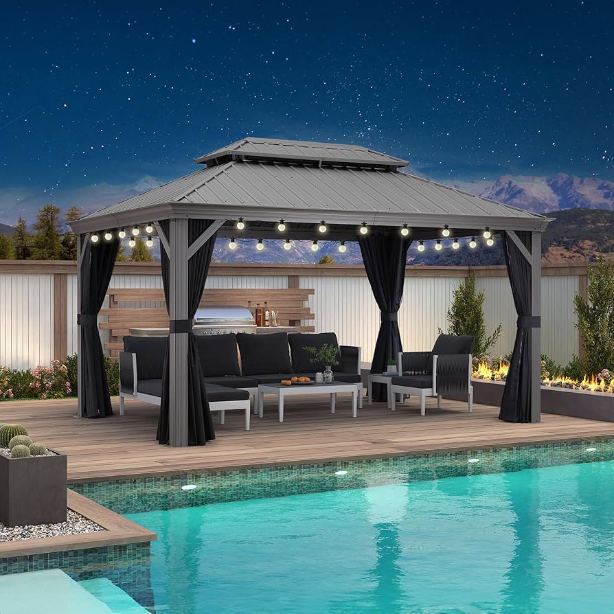 Amazon.com : PURPLE LEAF 10' X 14' Outdoor Hardtop Gazebo with