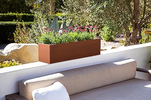 Miniatura 4 de Veradek Metallic Series Corten - Maceta rectangular de acero para ventana, 36 pulgadas