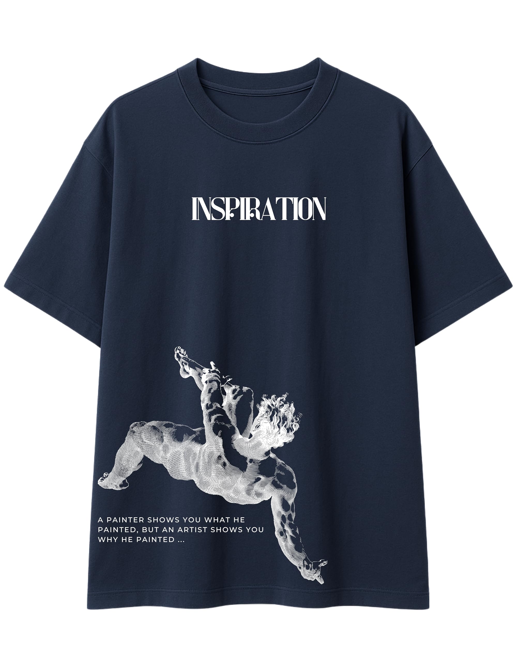 Men's Oversized Graphic Cotton T-Shirt | Inspiration Typography Anime Print Aesthetic Tee | Loose Fit Drop Shoulder Half Sleeve Round Neck Casual Streetwear,Travel Fashion-image-46