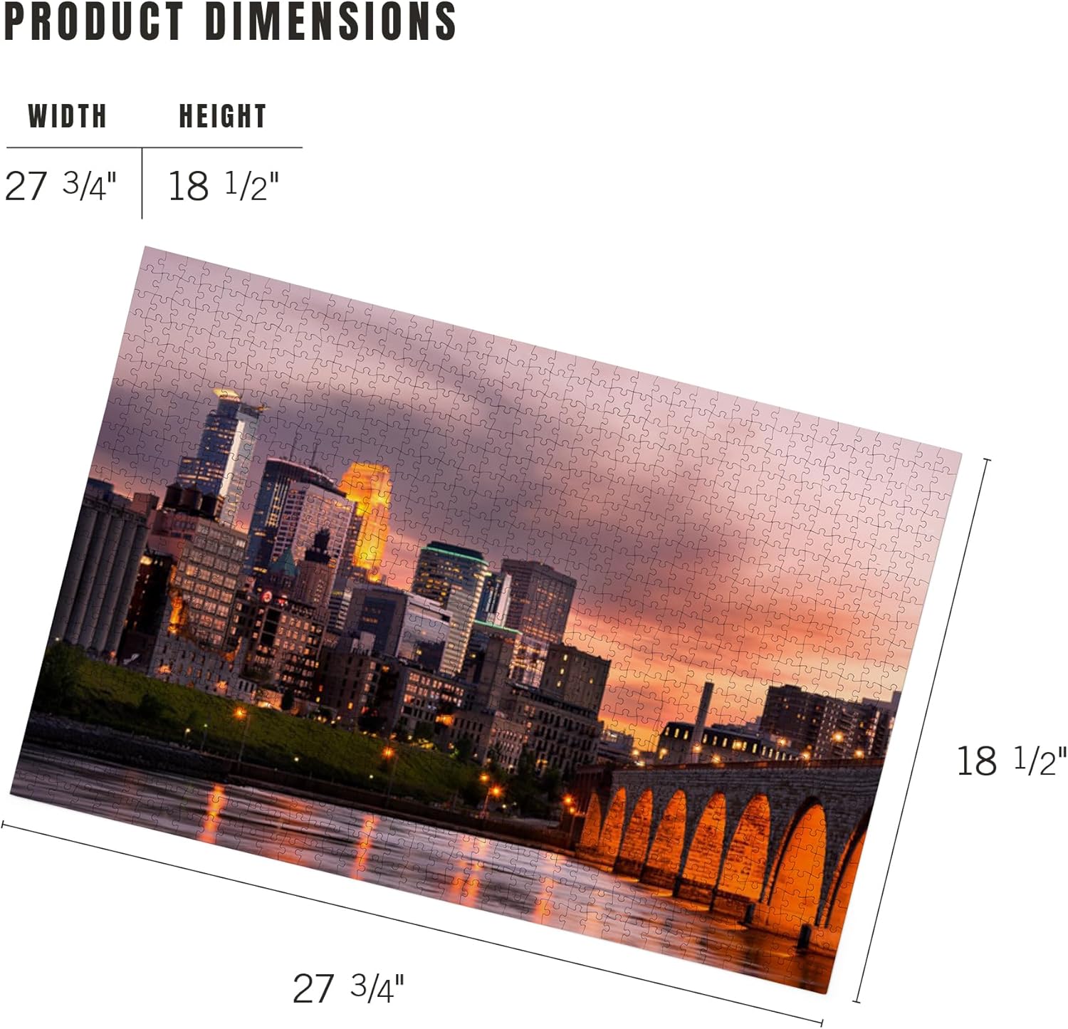 Lantern Press Minneapolis, Minnesota, Skyline at Sunset, Photography A-92732 1000 Piece Jigsaw Puzzle for Adults, Made in USA with Reference Poster