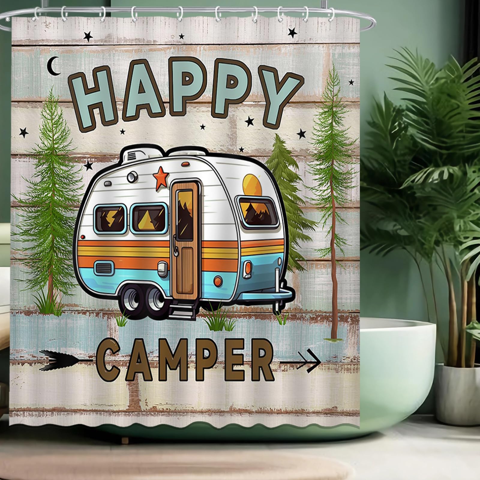 Amazon.com: Mocsicka Camper Shower Curtain Travel Trailer Rv Shower ...